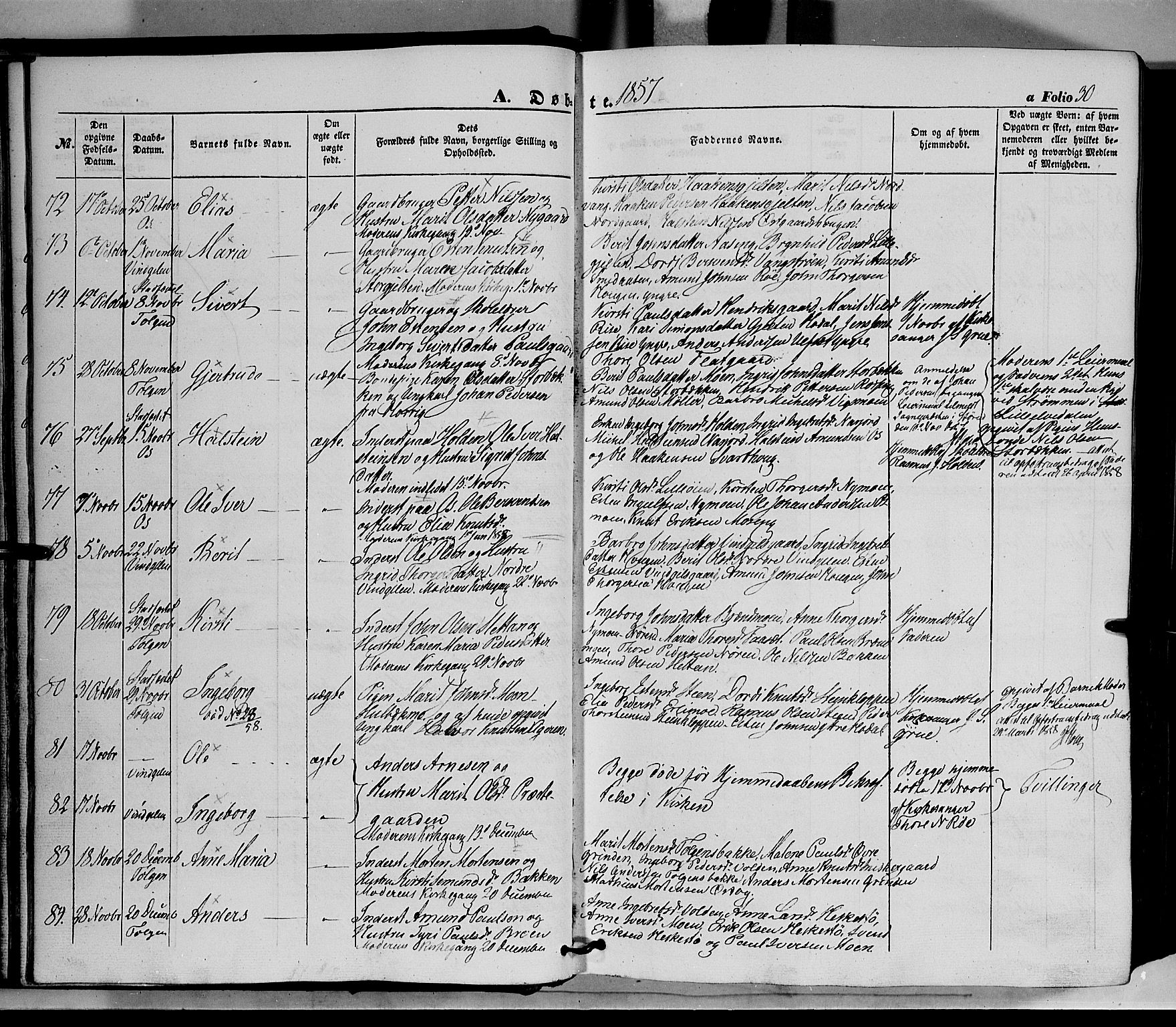 Tolga prestekontor, AV/SAH-PREST-062/K/L0006: Parish register (official) no. 6, 1852-1876, p. 30