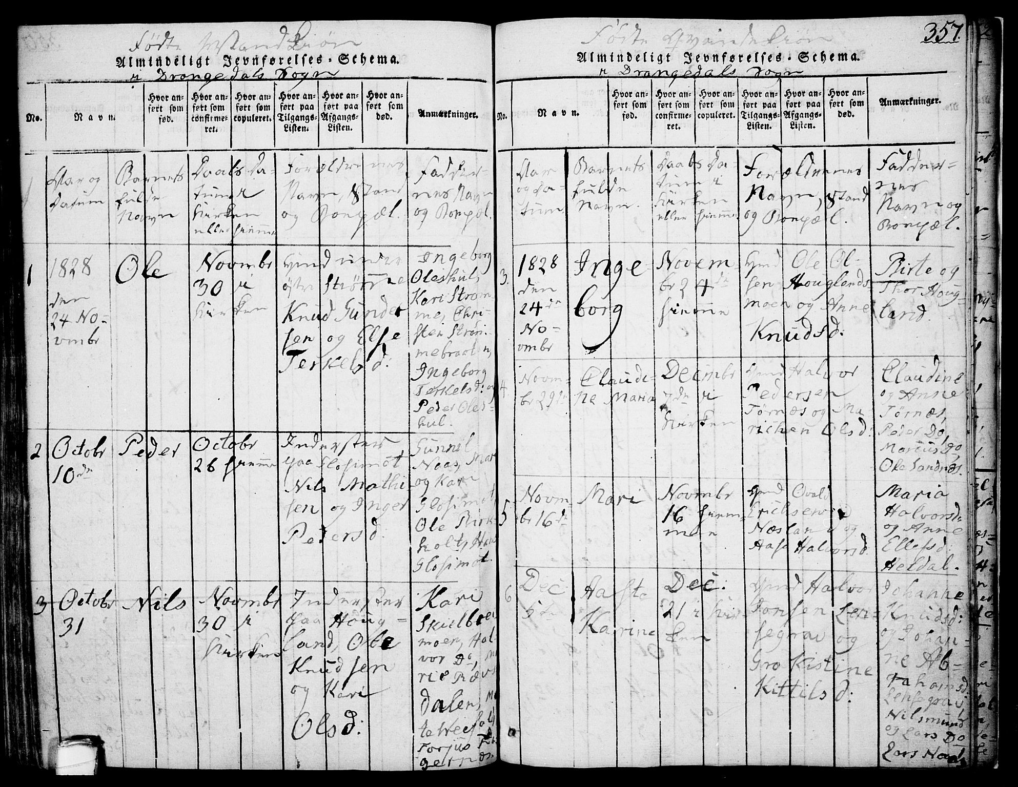 Drangedal kirkebøker, SAKO/A-258/F/Fa/L0005: Parish register (official) no. 5 /1, 1814-1831, p. 357