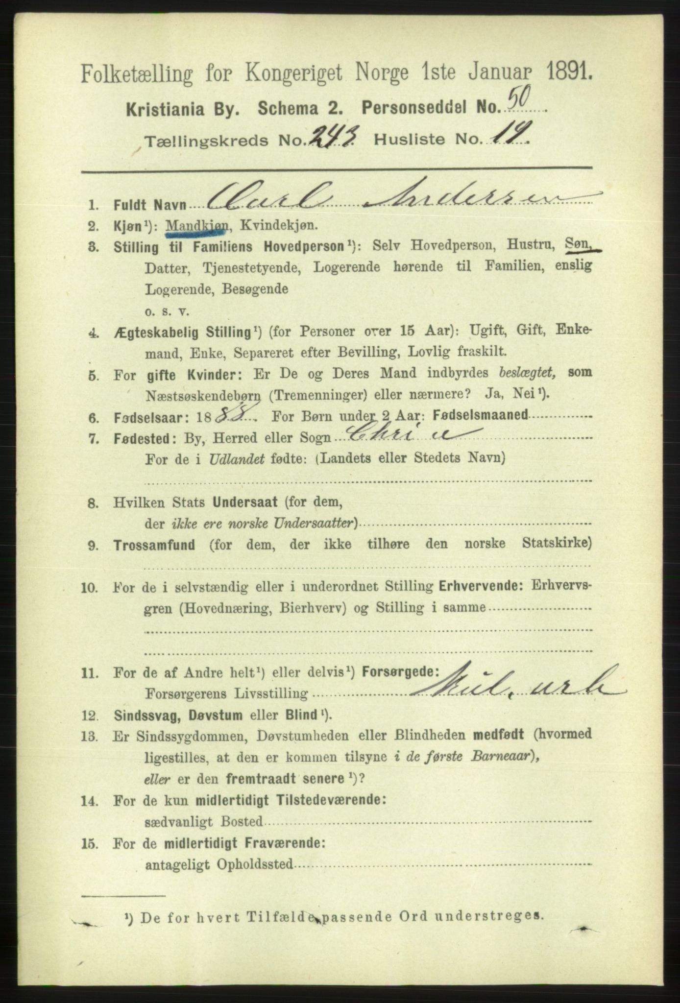 RA, 1891 census for 0301 Kristiania, 1891, p. 148234