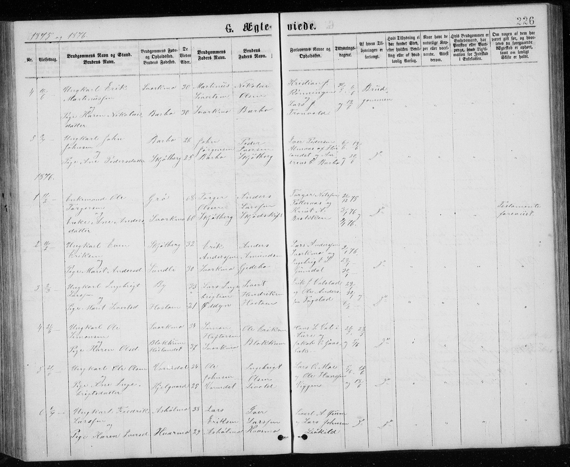 Ministerialprotokoller, klokkerbøker og fødselsregistre - Sør-Trøndelag, SAT/A-1456/671/L0843: Parish register (copy) no. 671C02, 1873-1892, p. 226