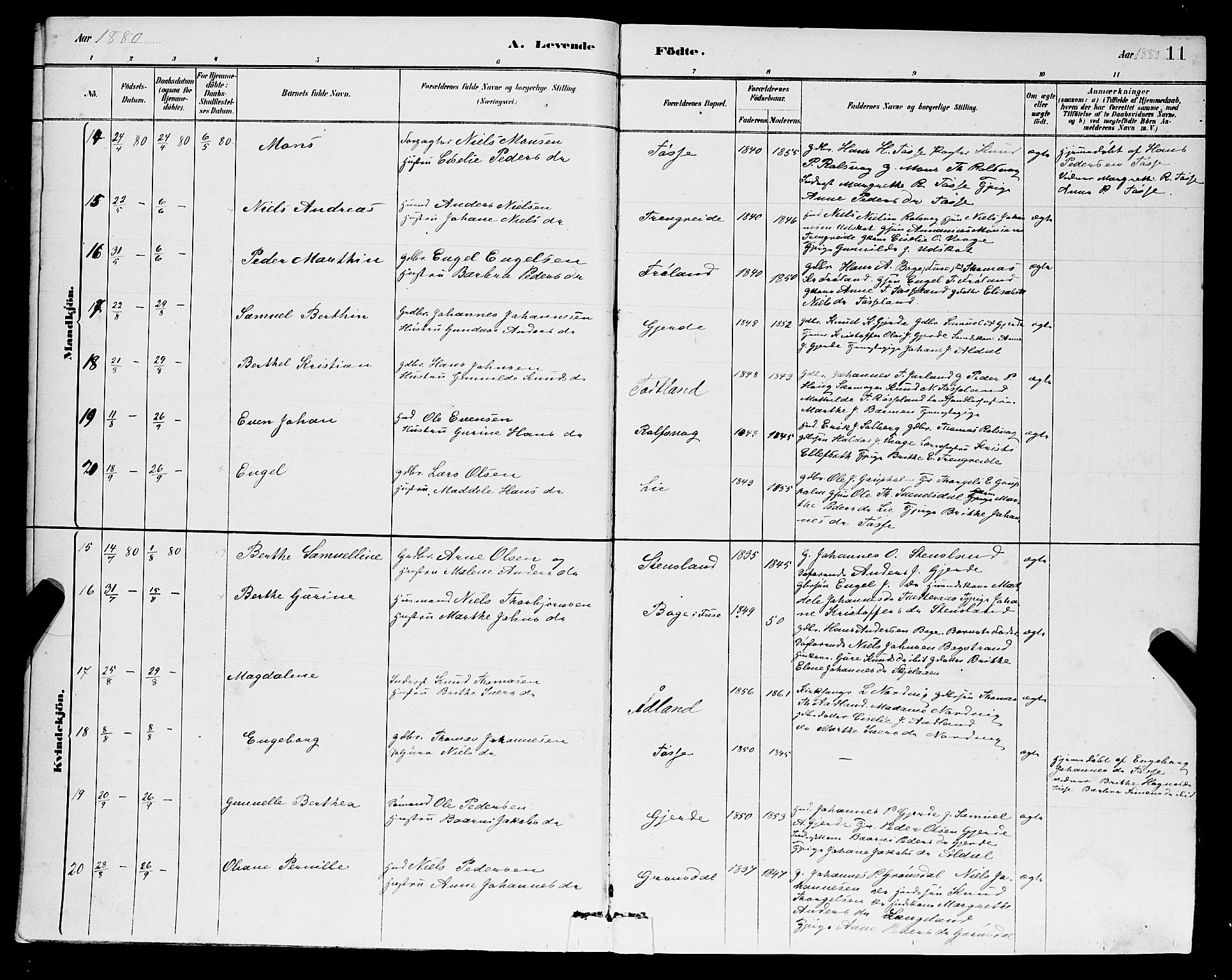 Samnanger Sokneprestembete, AV/SAB-A-77501/H/Hab: Parish register (copy) no. A 2, 1879-1897, p. 11