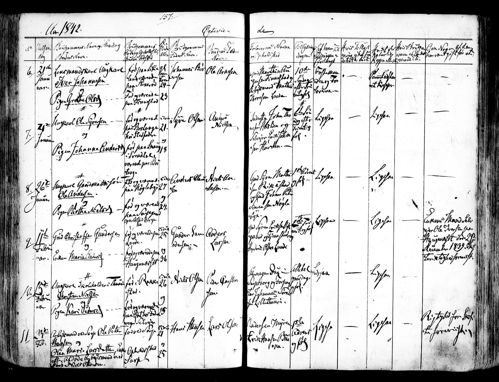 Tune prestekontor Kirkebøker, SAO/A-2007/F/Fa/L0009: Parish register (official) no. 9, 1842-1846, p. 157