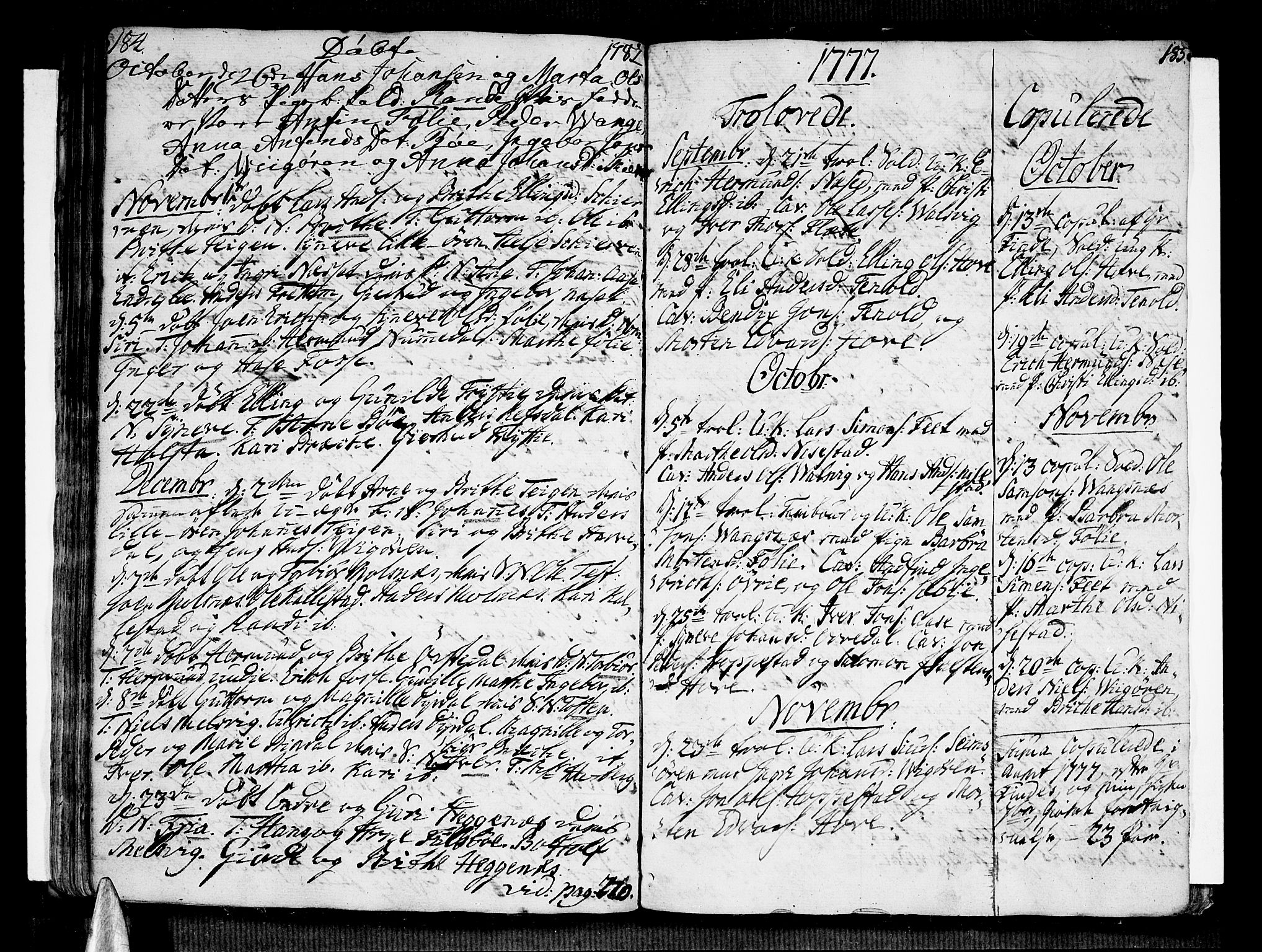 Vik sokneprestembete, SAB/A-81501: Parish register (official) no. A 4, 1772-1783, p. 184-185