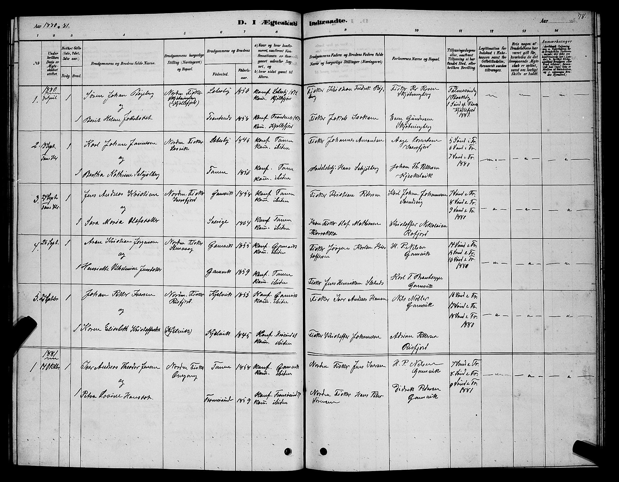 Tana sokneprestkontor, SATØ/S-1334/H/Hb/L0005klokker: Parish register (copy) no. 5, 1878-1891, p. 78
