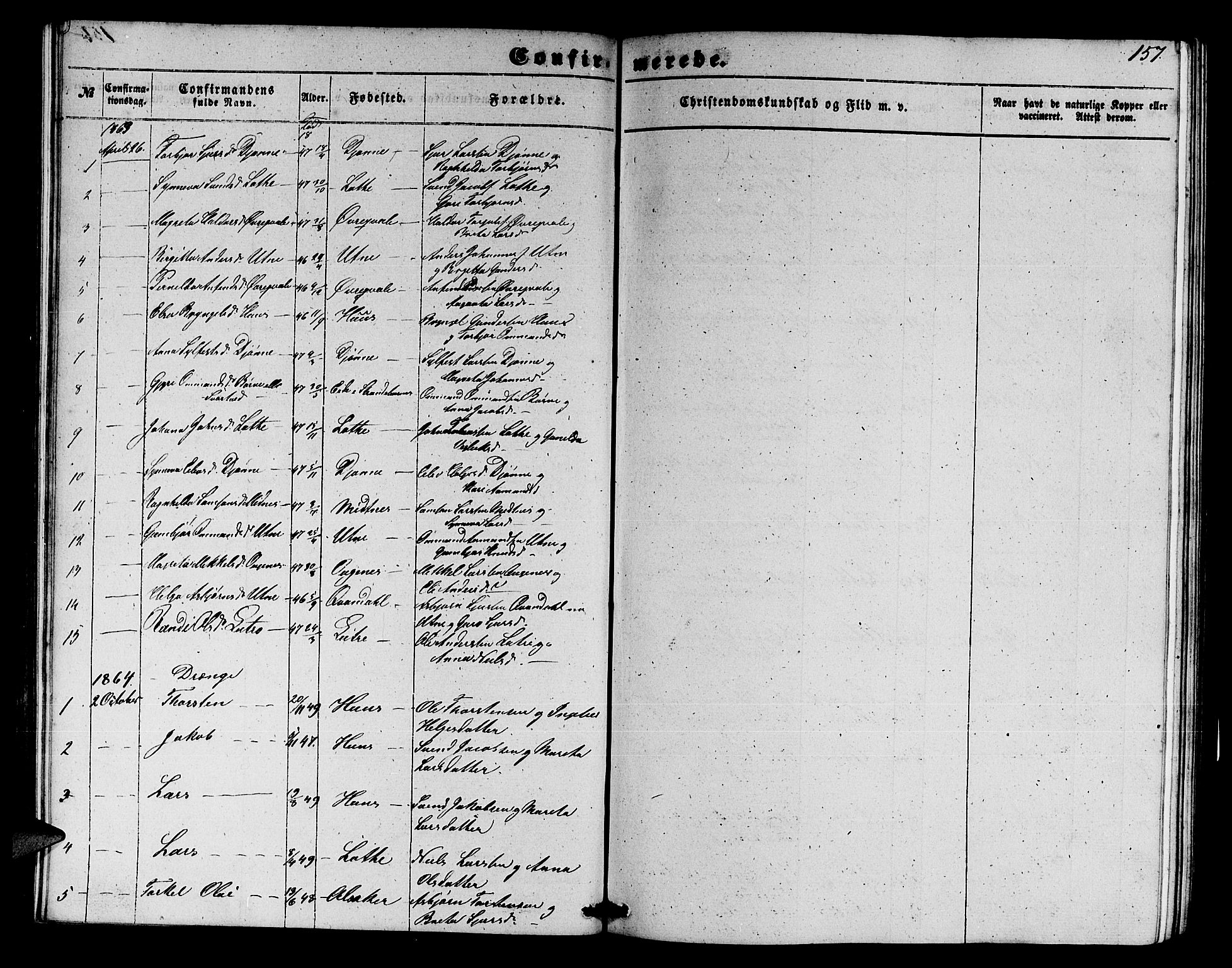 Ullensvang sokneprestembete, SAB/A-78701/H/Hab: Parish register (copy) no. E 6, 1857-1886, p. 157