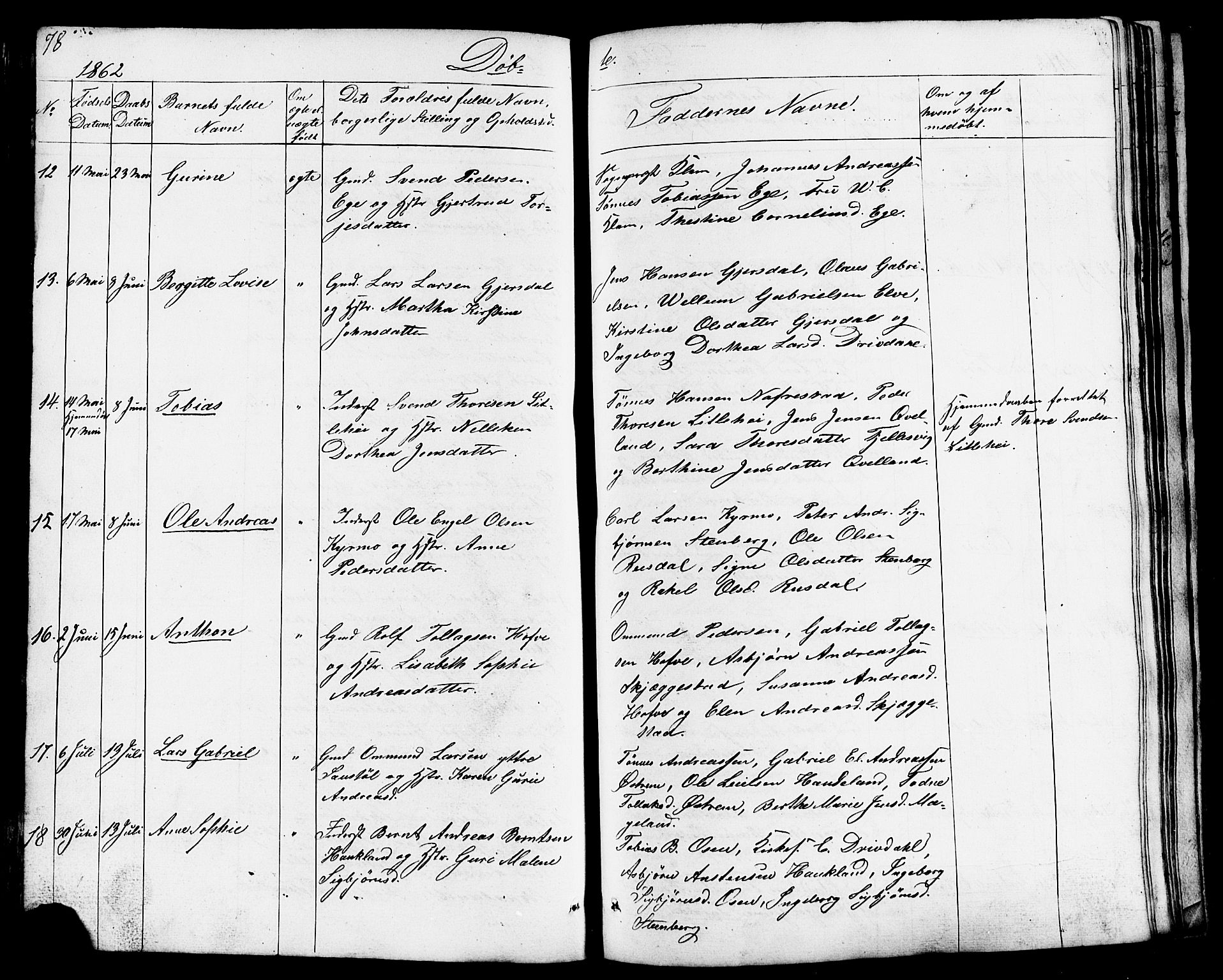 Lund sokneprestkontor, AV/SAST-A-101809/S07/L0003: Parish register (copy) no. B 3, 1848-1885, p. 78