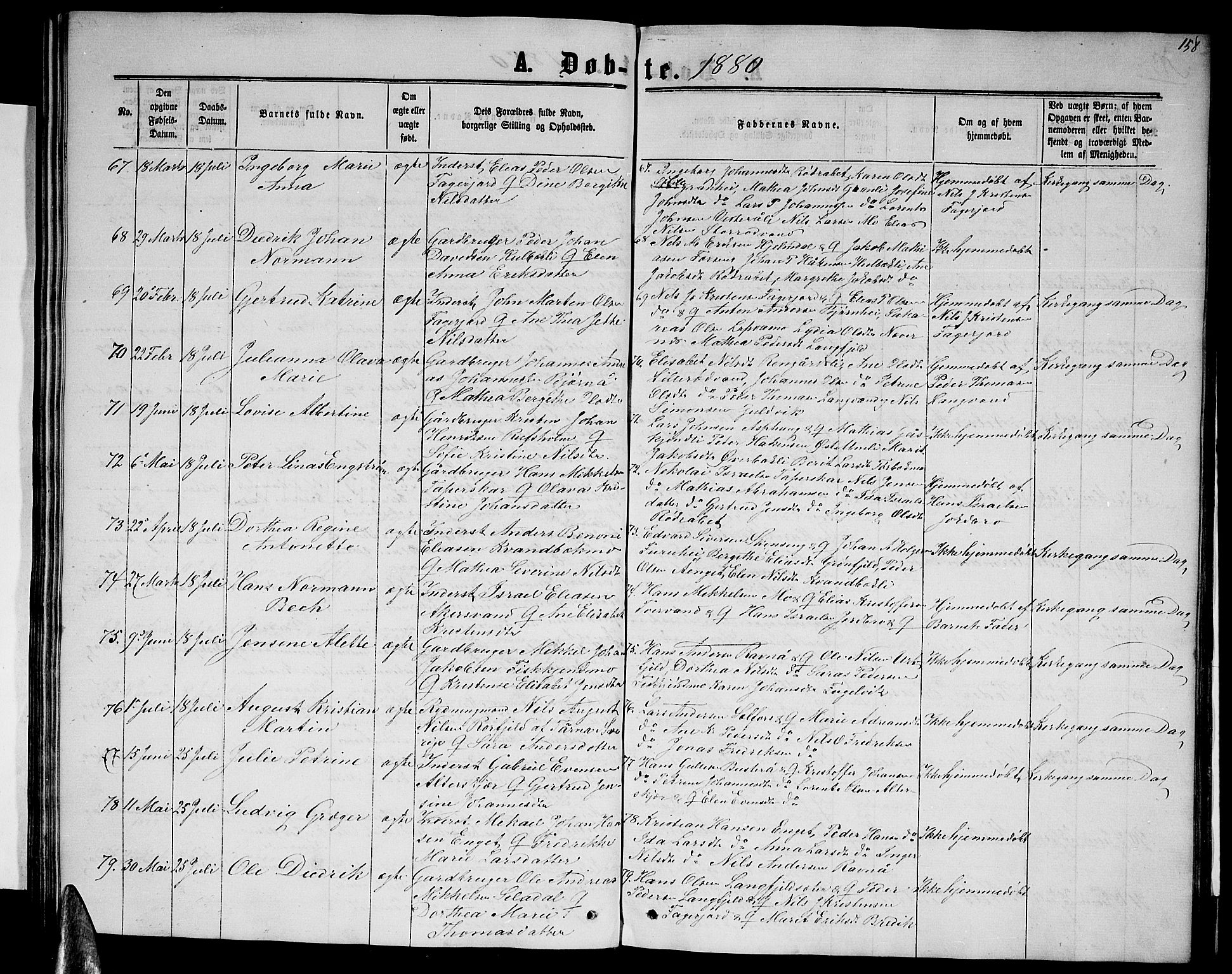 Ministerialprotokoller, klokkerbøker og fødselsregistre - Nordland, AV/SAT-A-1459/827/L0415: Parish register (copy) no. 827C04, 1864-1886, p. 158