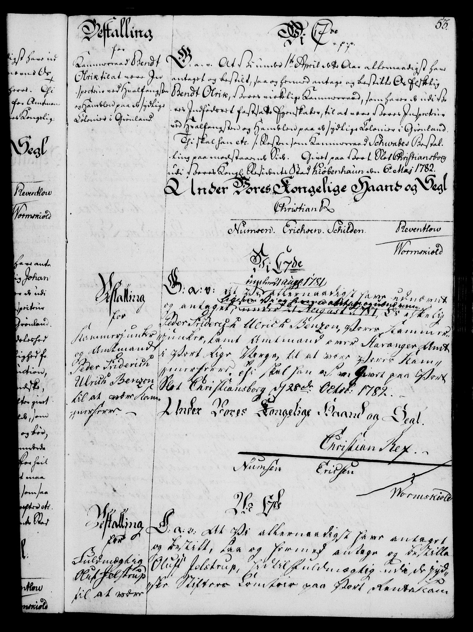 Rentekammeret, Kammerkanselliet, RA/EA-3111/G/Gg/Gge/L0006: Norsk bestallingsprotokoll med register (merket RK 53.30), 1773-1814, p. 53