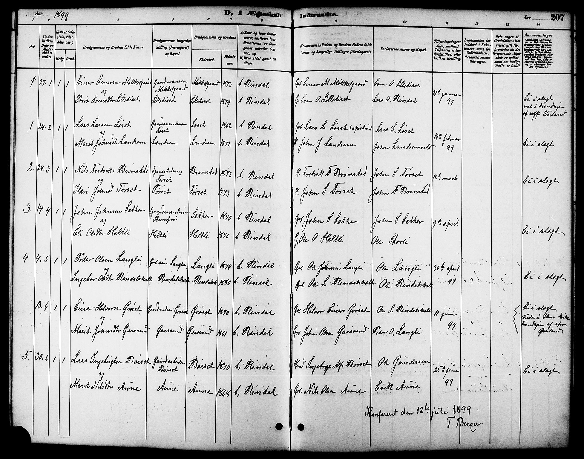 Ministerialprotokoller, klokkerbøker og fødselsregistre - Møre og Romsdal, AV/SAT-A-1454/598/L1078: Parish register (copy) no. 598C03, 1892-1909, p. 207