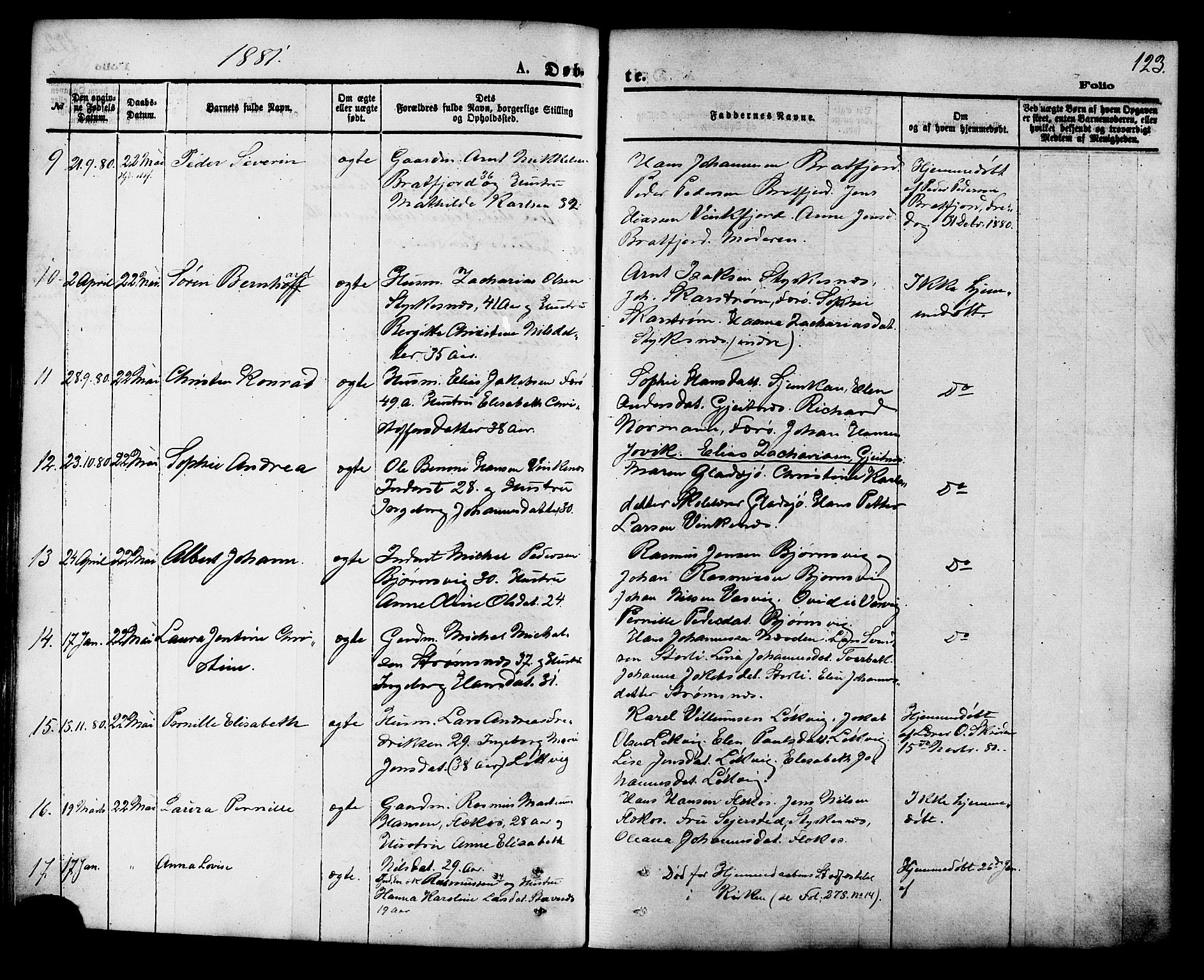 Ministerialprotokoller, klokkerbøker og fødselsregistre - Nordland, AV/SAT-A-1459/853/L0771: Parish register (official) no. 853A10, 1870-1881, p. 123