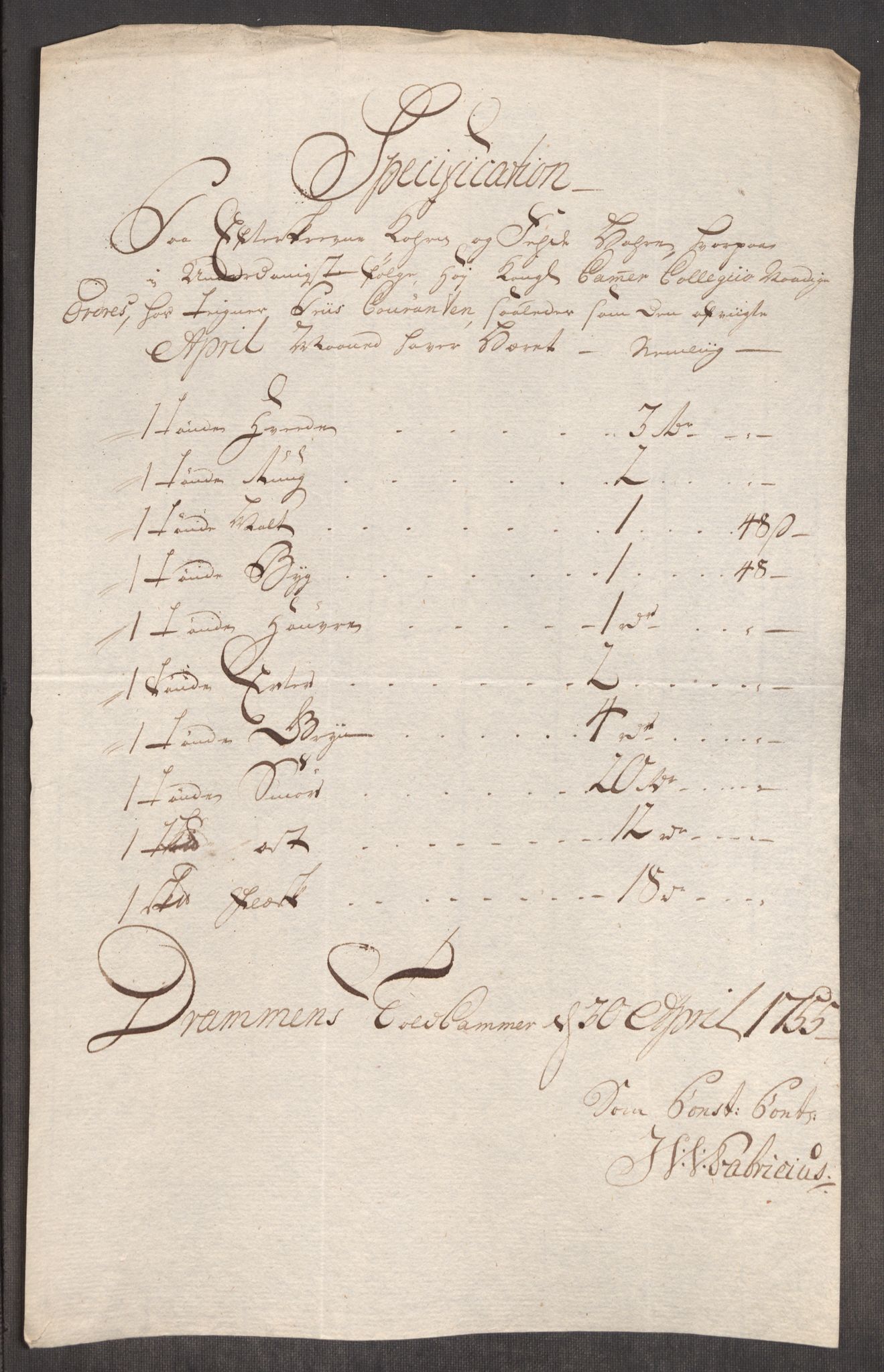 Rentekammeret inntil 1814, Realistisk ordnet avdeling, AV/RA-EA-4070/Oe/L0005: [Ø1]: Priskuranter, 1753-1757, p. 425