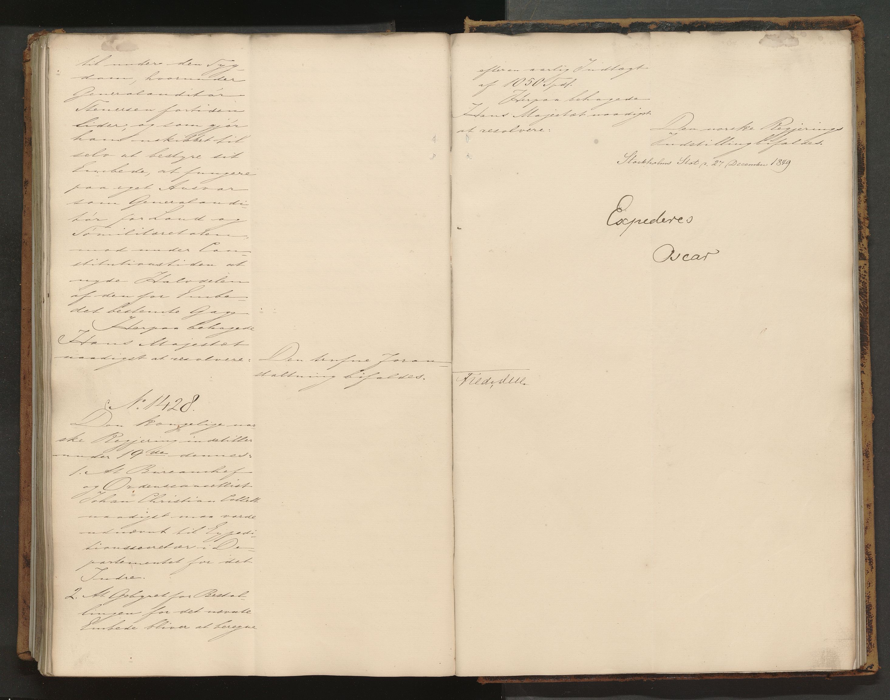 Statsrådssekretariatet, AV/RA-S-1001/A/Ab/L0070: Kgl. res. nr. 726-1428, 2. halvår, 1849