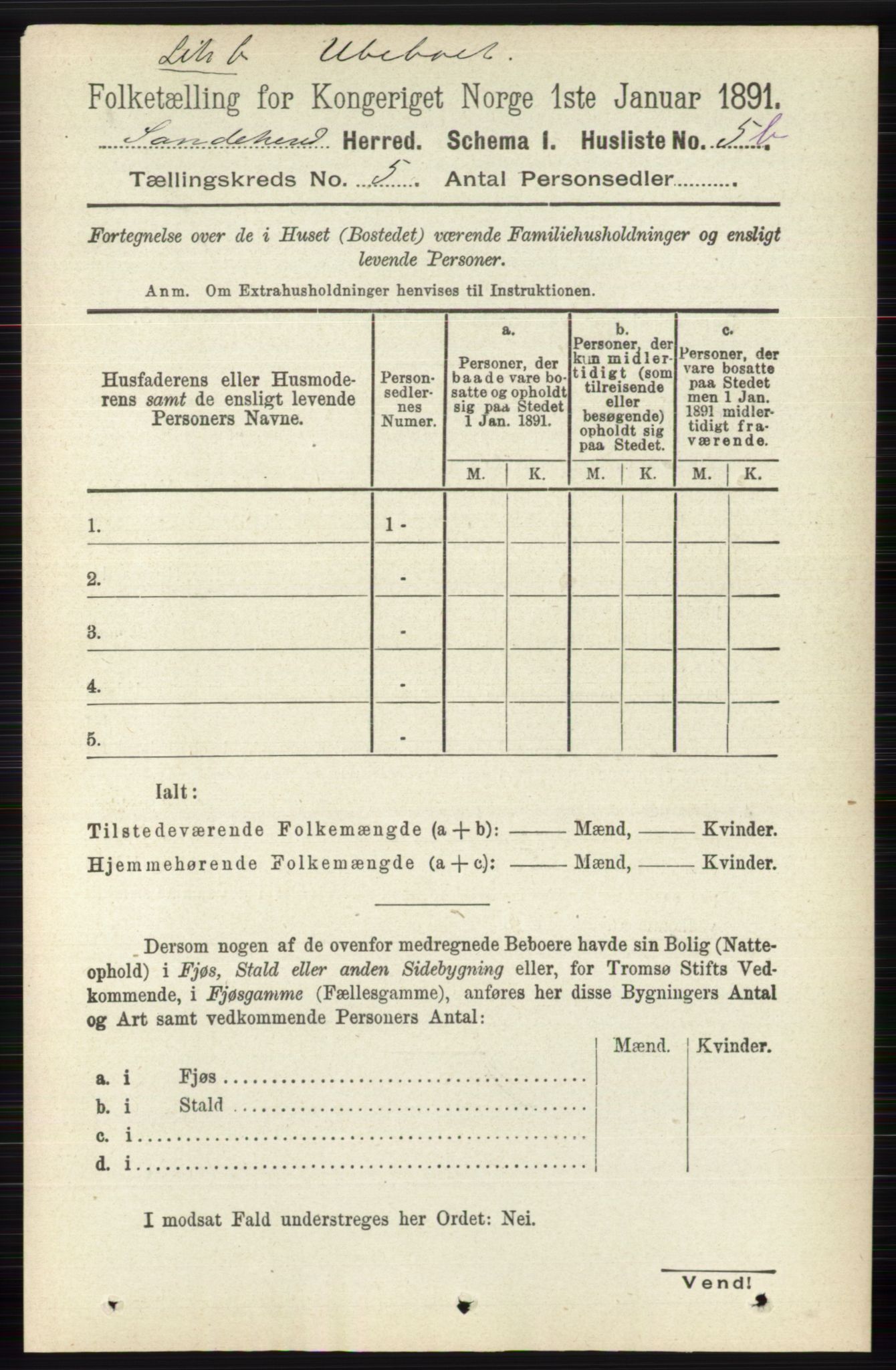 RA, 1891 census for 0724 Sandeherred, 1891, p. 2699