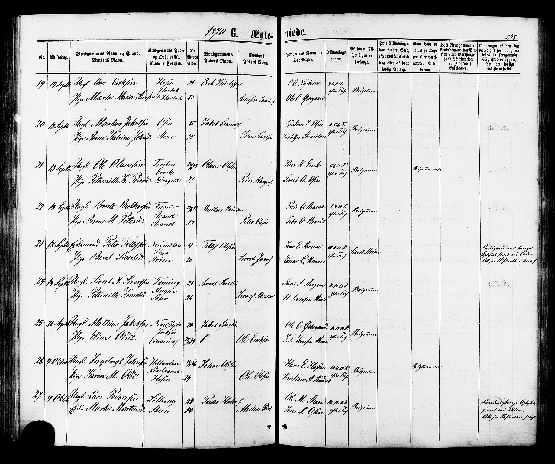 Ministerialprotokoller, klokkerbøker og fødselsregistre - Sør-Trøndelag, AV/SAT-A-1456/657/L0706: Parish register (official) no. 657A07, 1867-1878, p. 295