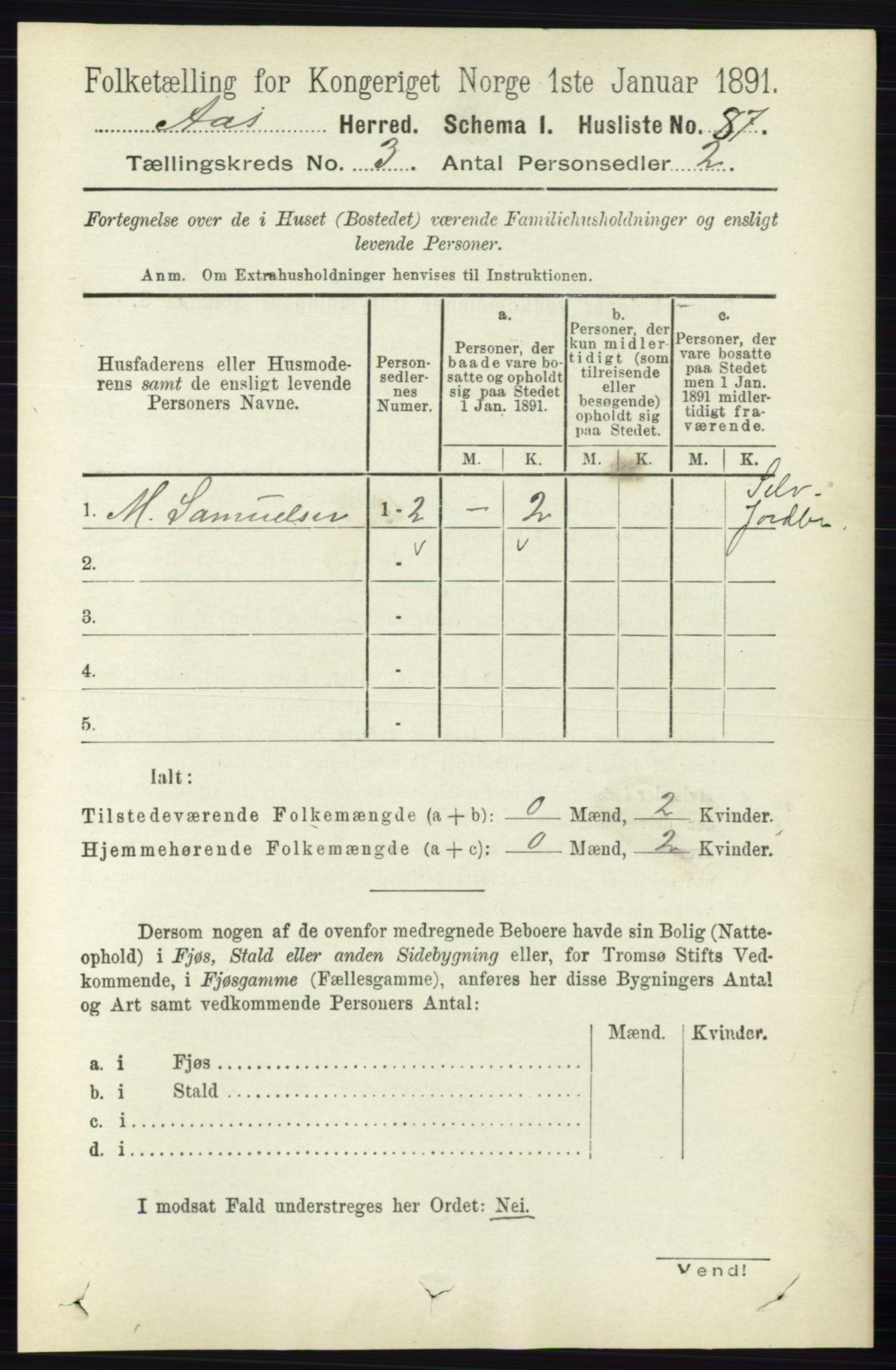 RA, 1891 census for 0214 Ås, 1891, p. 2112