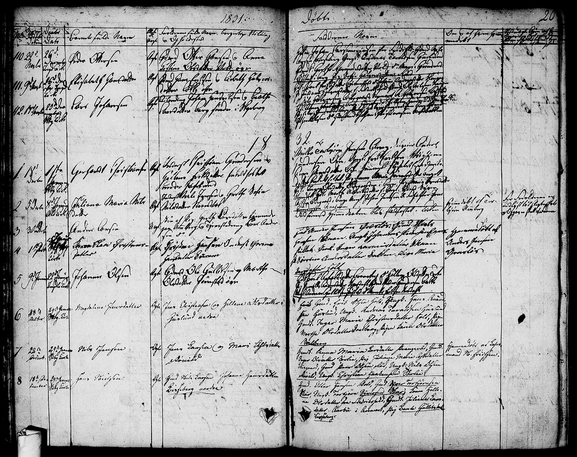 Skjeberg prestekontor Kirkebøker, SAO/A-10923/F/Fa/L0005: Parish register (official) no. I 5, 1830-1845, p. 20