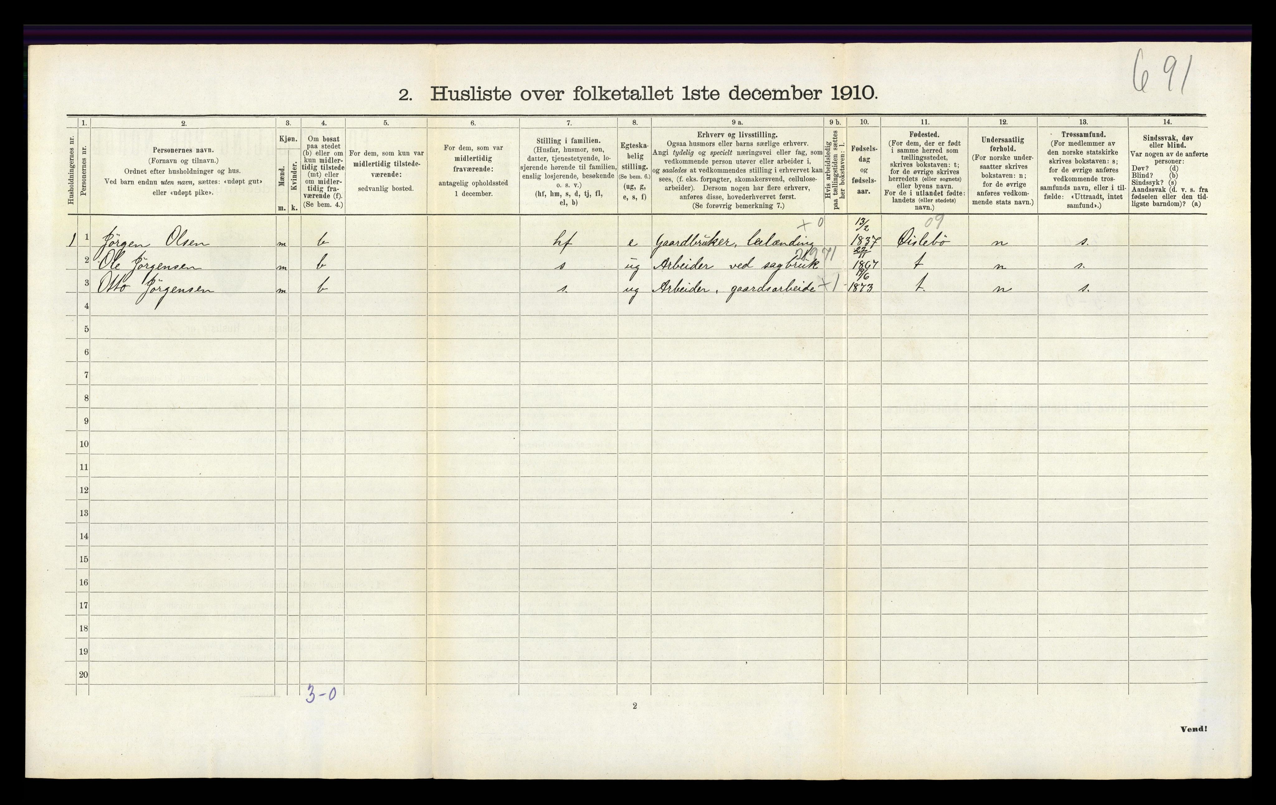 RA, 1910 census for Holum, 1910, p. 373