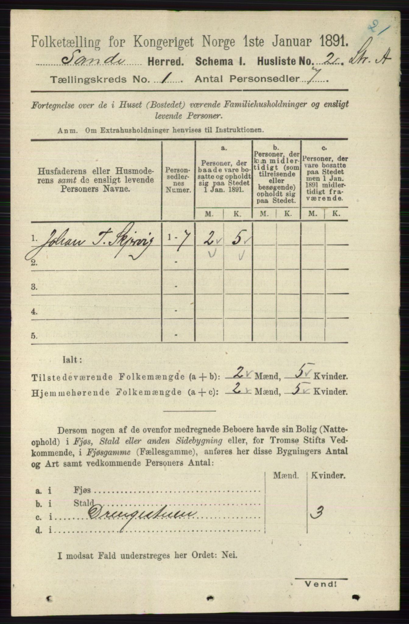 RA, 1891 census for 0713 Sande, 1891, p. 25