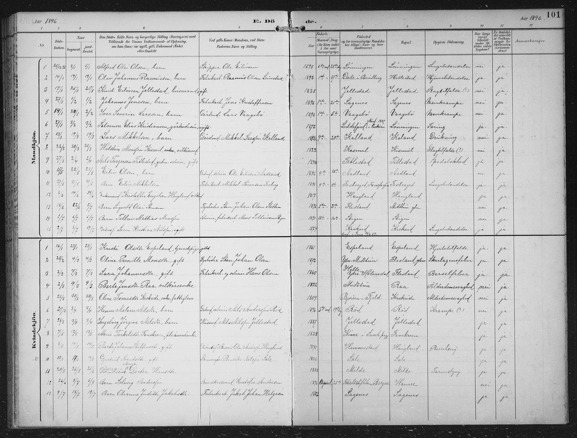 Fana Sokneprestembete, SAB/A-75101/H/Hab/Haba/L0003: Parish register (copy) no. A 3, 1895-1902, p. 101