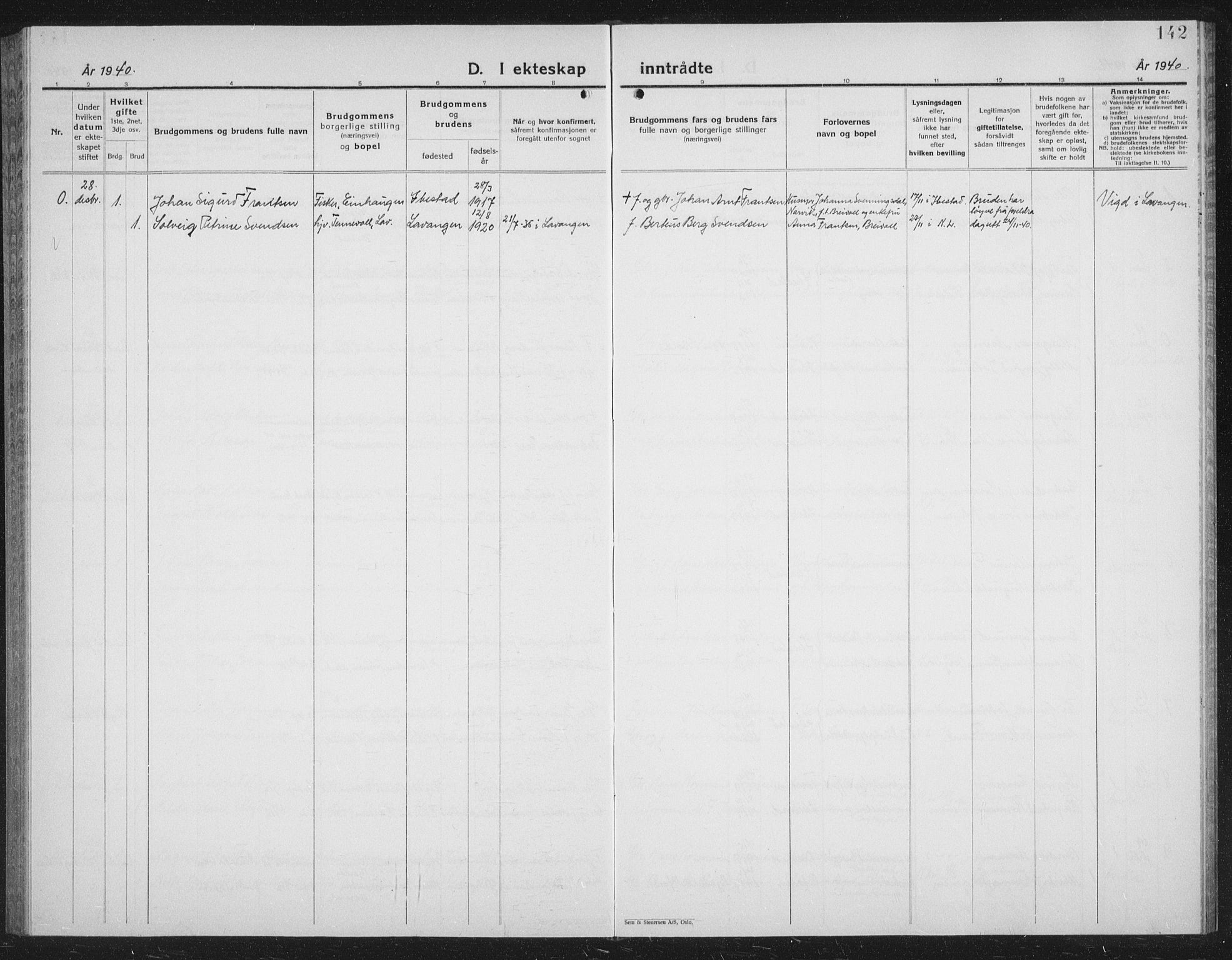 Ibestad sokneprestembete, AV/SATØ-S-0077/H/Ha/Hab/L0011klokker: Parish register (copy) no. 11, 1930-1942, p. 142