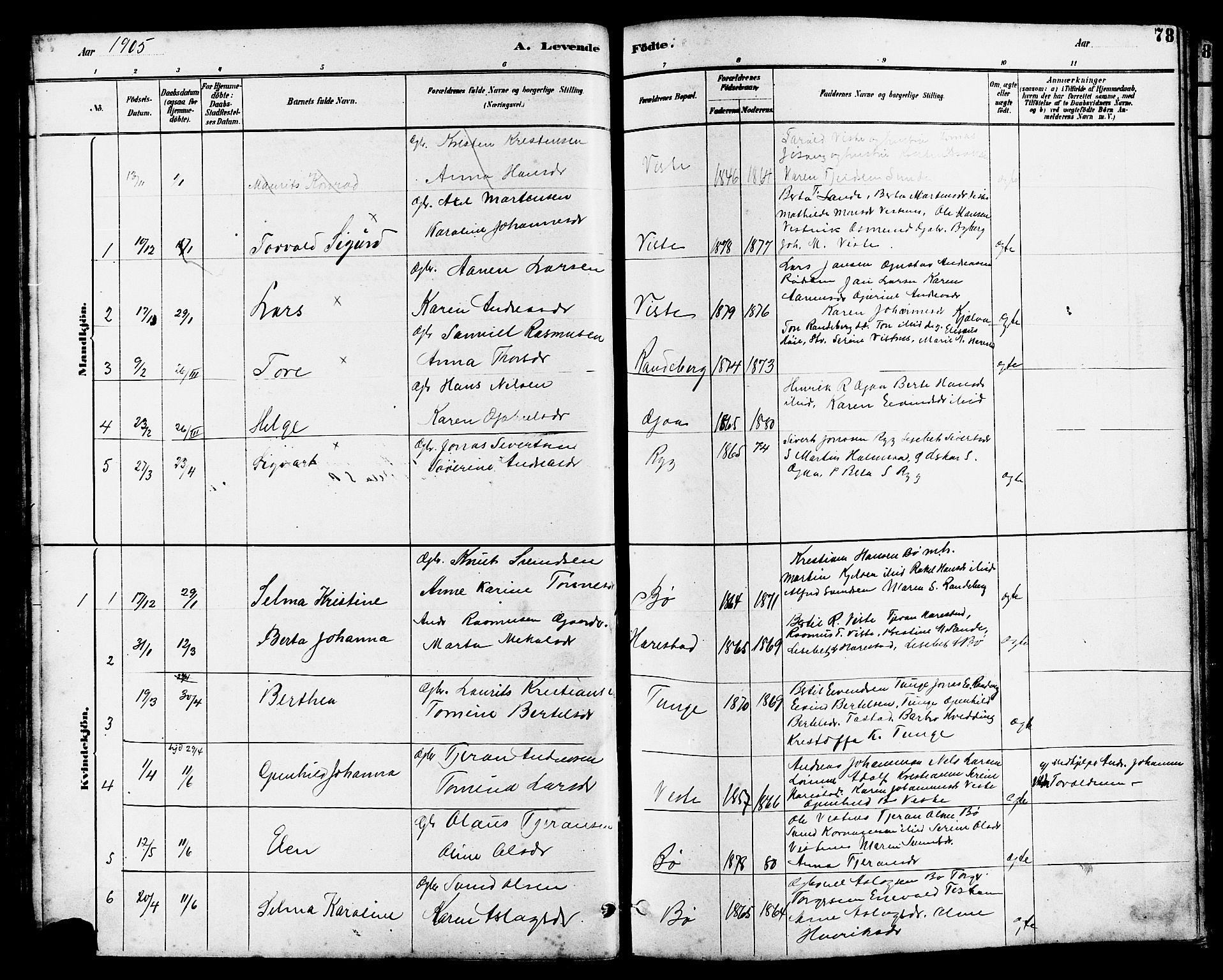 Hetland sokneprestkontor, SAST/A-101826/30/30BB/L0006: Parish register (copy) no. B 6, 1878-1921, p. 78