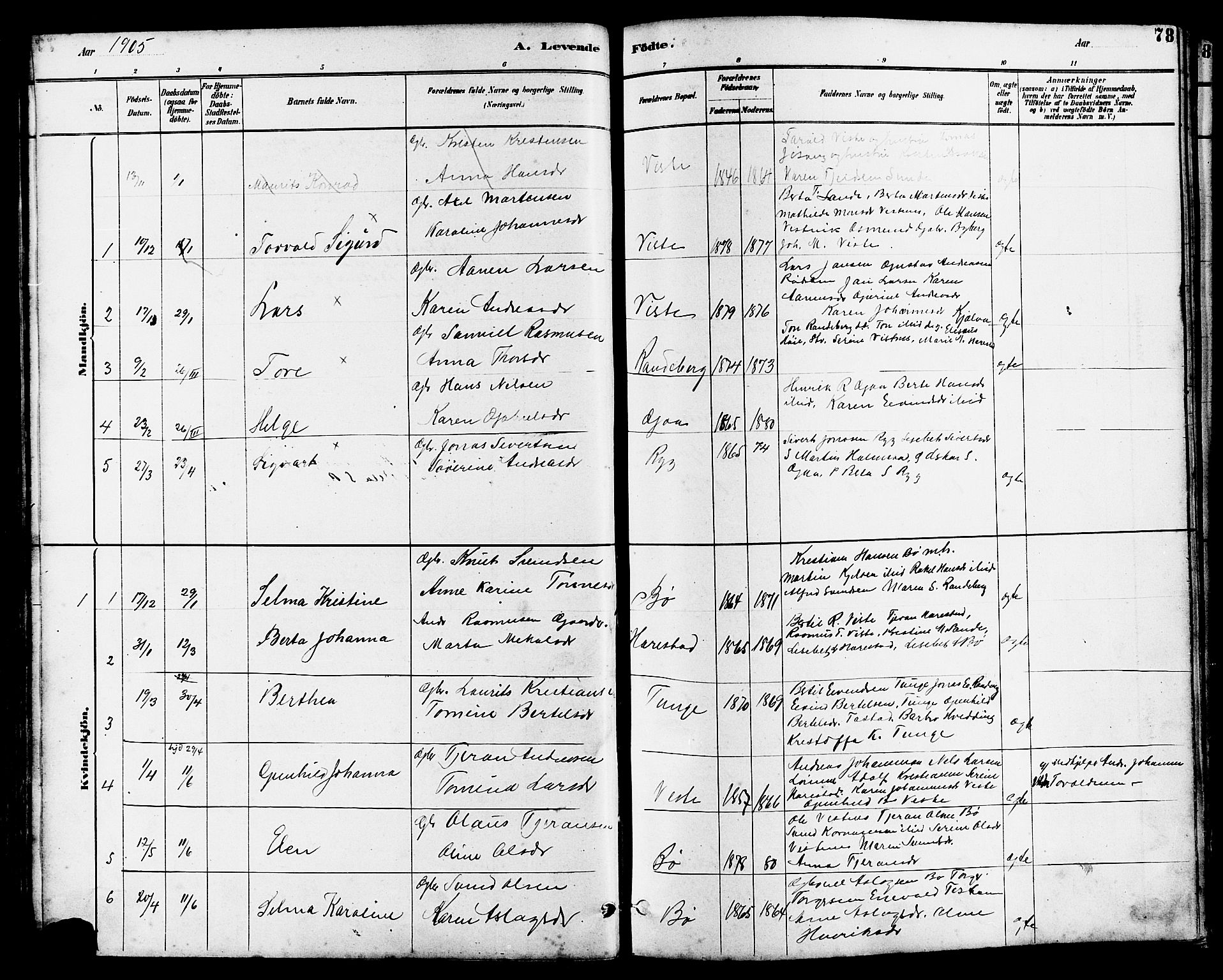 Hetland sokneprestkontor, AV/SAST-A-101826/30/30BB/L0006: Parish register (copy) no. B 6, 1878-1921, p. 78