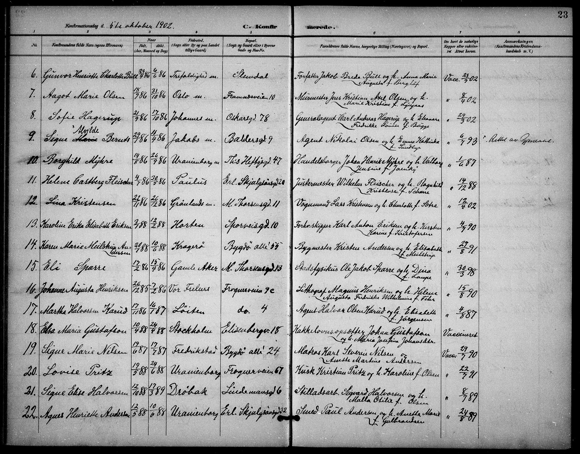 Frogner prestekontor Kirkebøker, AV/SAO-A-10886/F/Fa/L0001: Parish register (official) no. 1, 1898-1916, p. 23