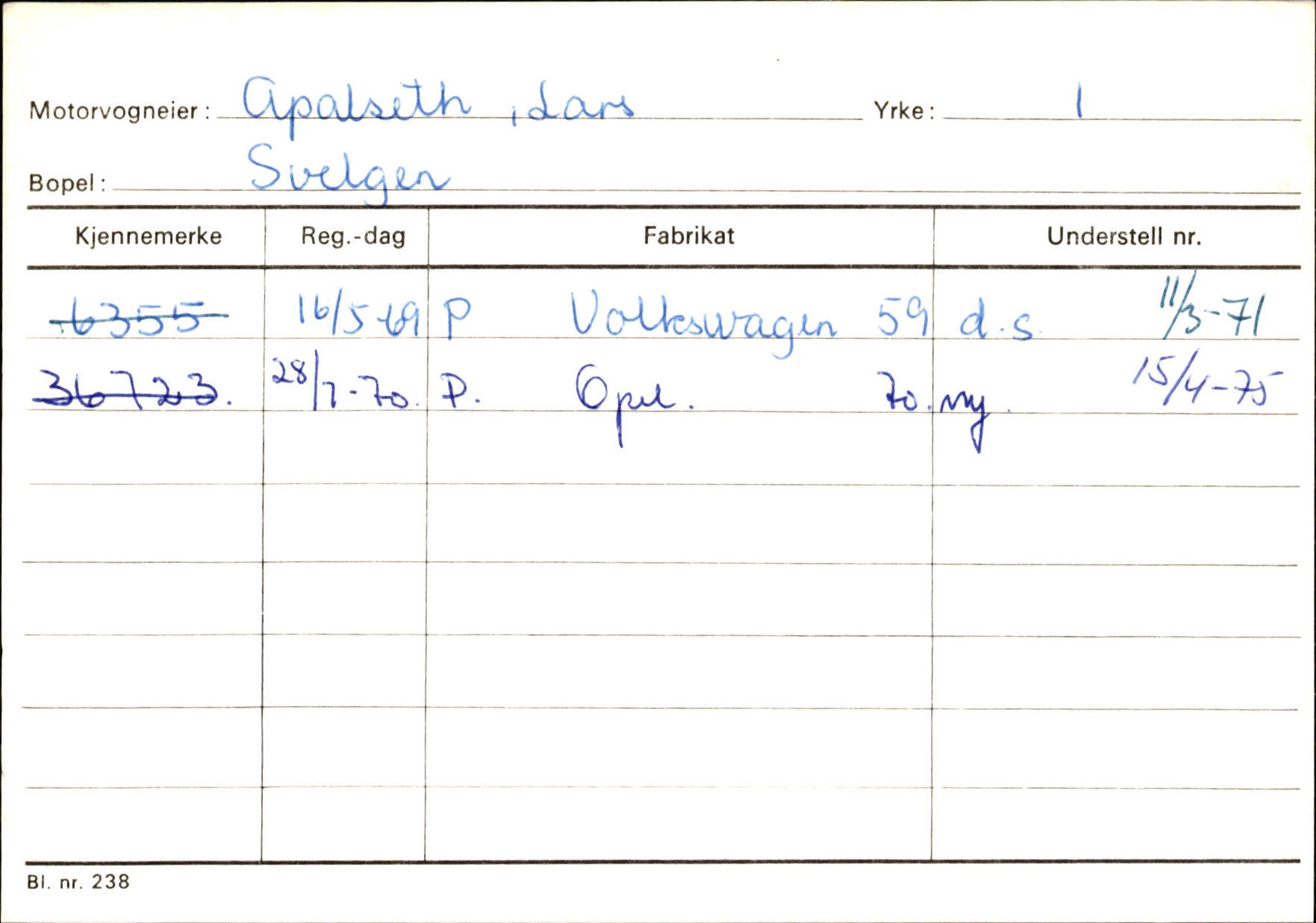 Statens vegvesen, Sogn og Fjordane vegkontor, AV/SAB-A-5301/4/F/L0133: Eigarregister Bremanger A-Å. Gaular A-H, 1945-1975, p. 29