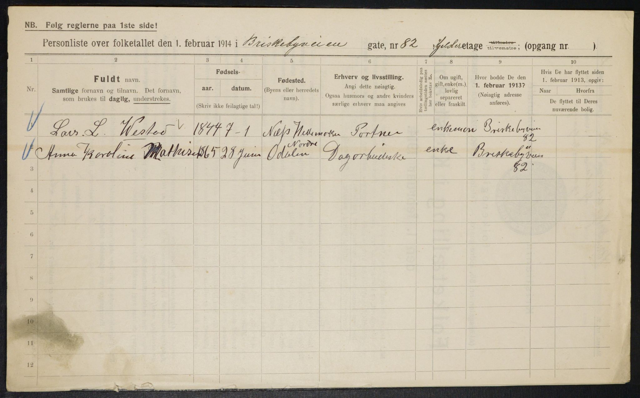 OBA, Municipal Census 1914 for Kristiania, 1914, p. 9631