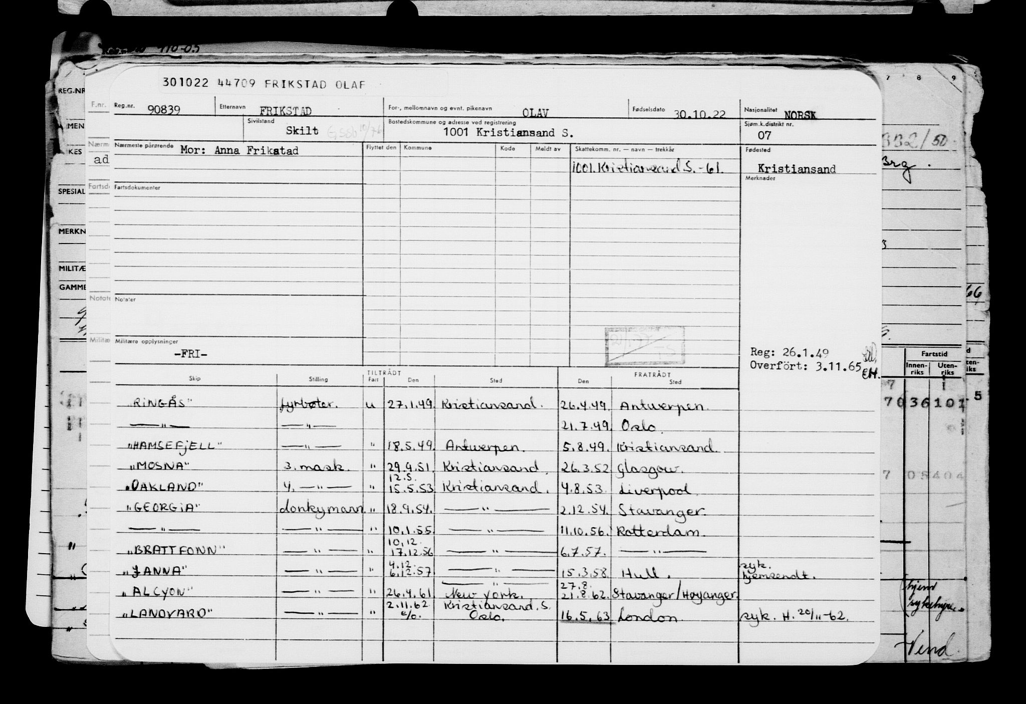 Direktoratet for sjømenn, AV/RA-S-3545/G/Gb/L0211: Hovedkort, 1922, p. 615