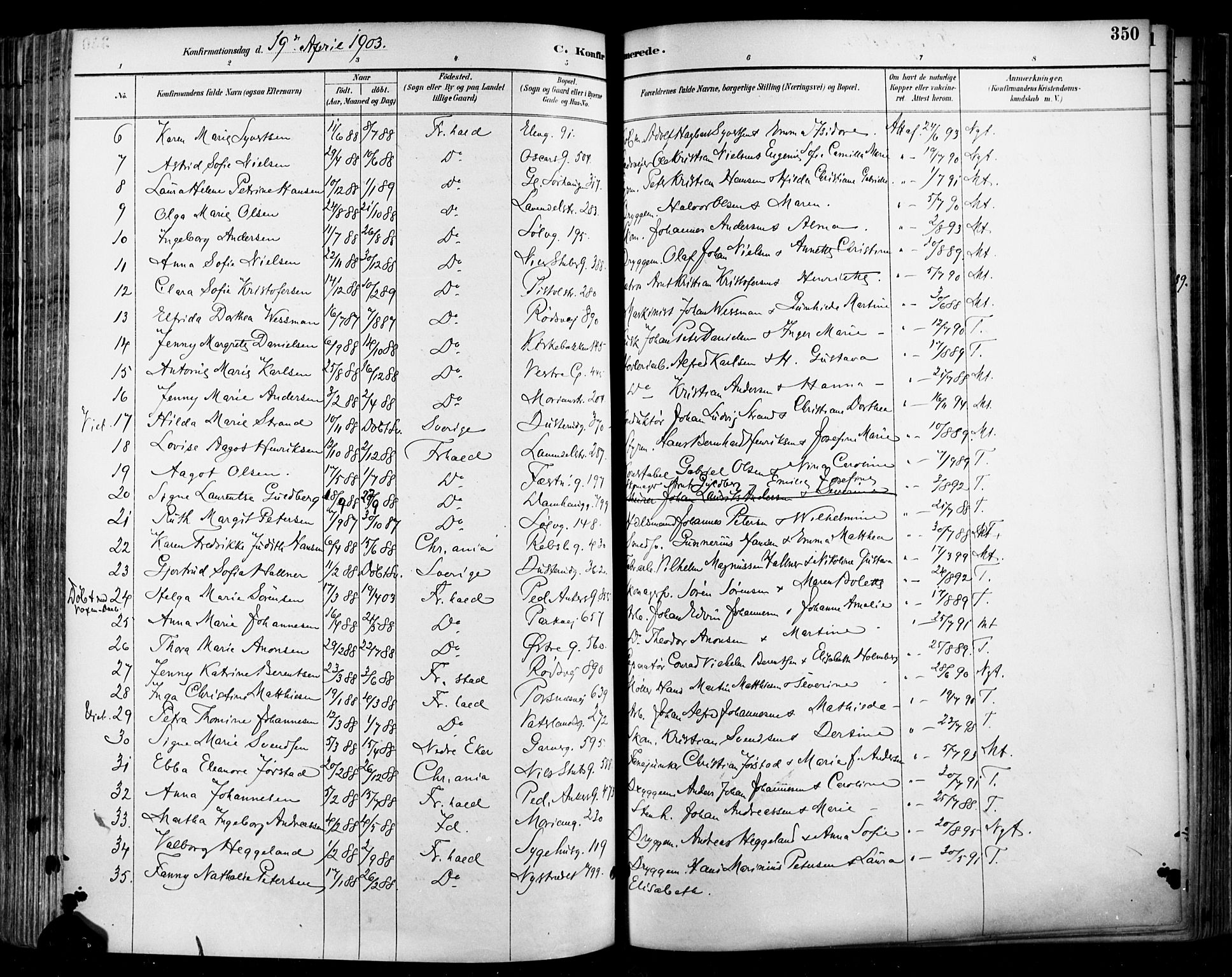 Halden prestekontor Kirkebøker, AV/SAO-A-10909/F/Fa/L0013: Parish register (official) no. I 13, 1890-1906, p. 350