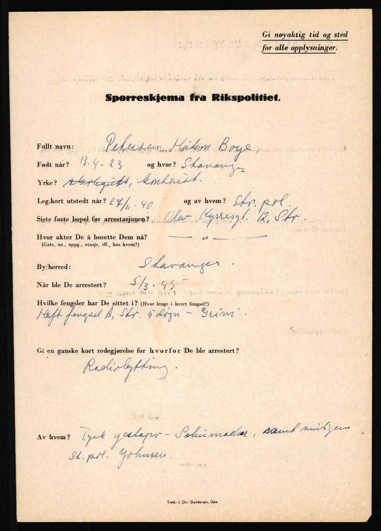 Rikspolitisjefen, AV/RA-S-1560/L/L0014: Pettersen, Aksel - Savosnick, Ernst, 1940-1945, p. 73