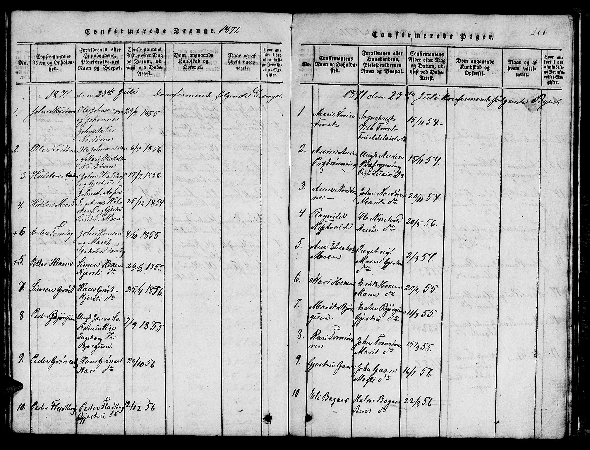 Ministerialprotokoller, klokkerbøker og fødselsregistre - Sør-Trøndelag, AV/SAT-A-1456/685/L0976: Parish register (copy) no. 685C01, 1817-1878, p. 266
