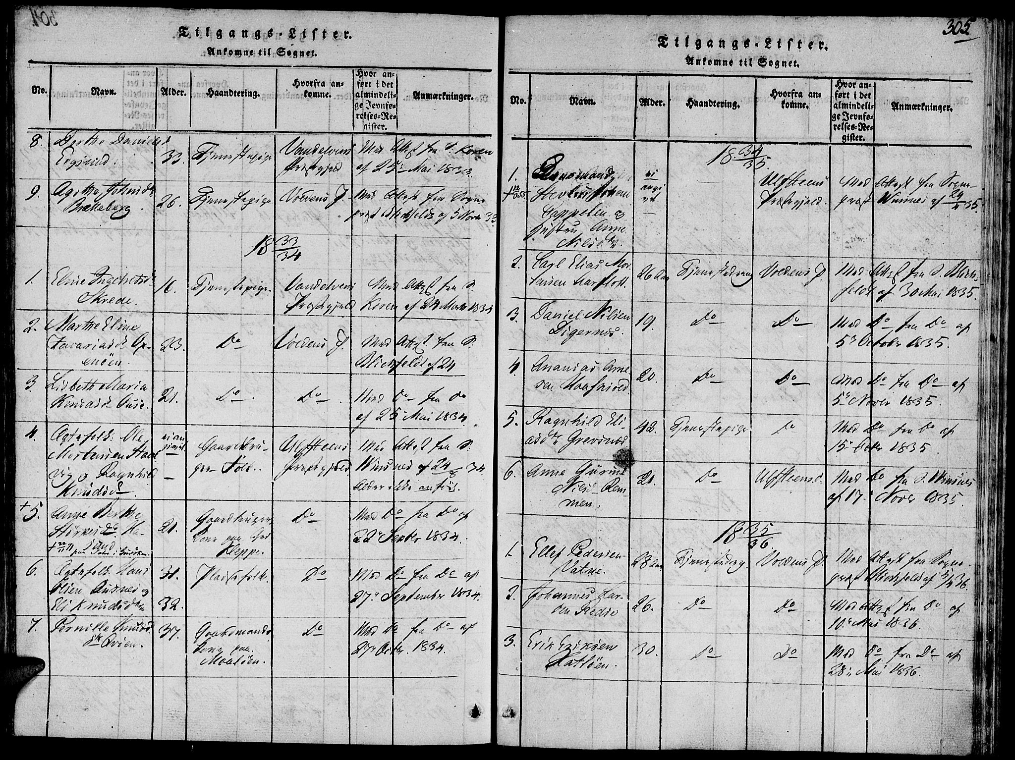 Ministerialprotokoller, klokkerbøker og fødselsregistre - Møre og Romsdal, SAT/A-1454/504/L0054: Parish register (official) no. 504A01, 1816-1861, p. 305
