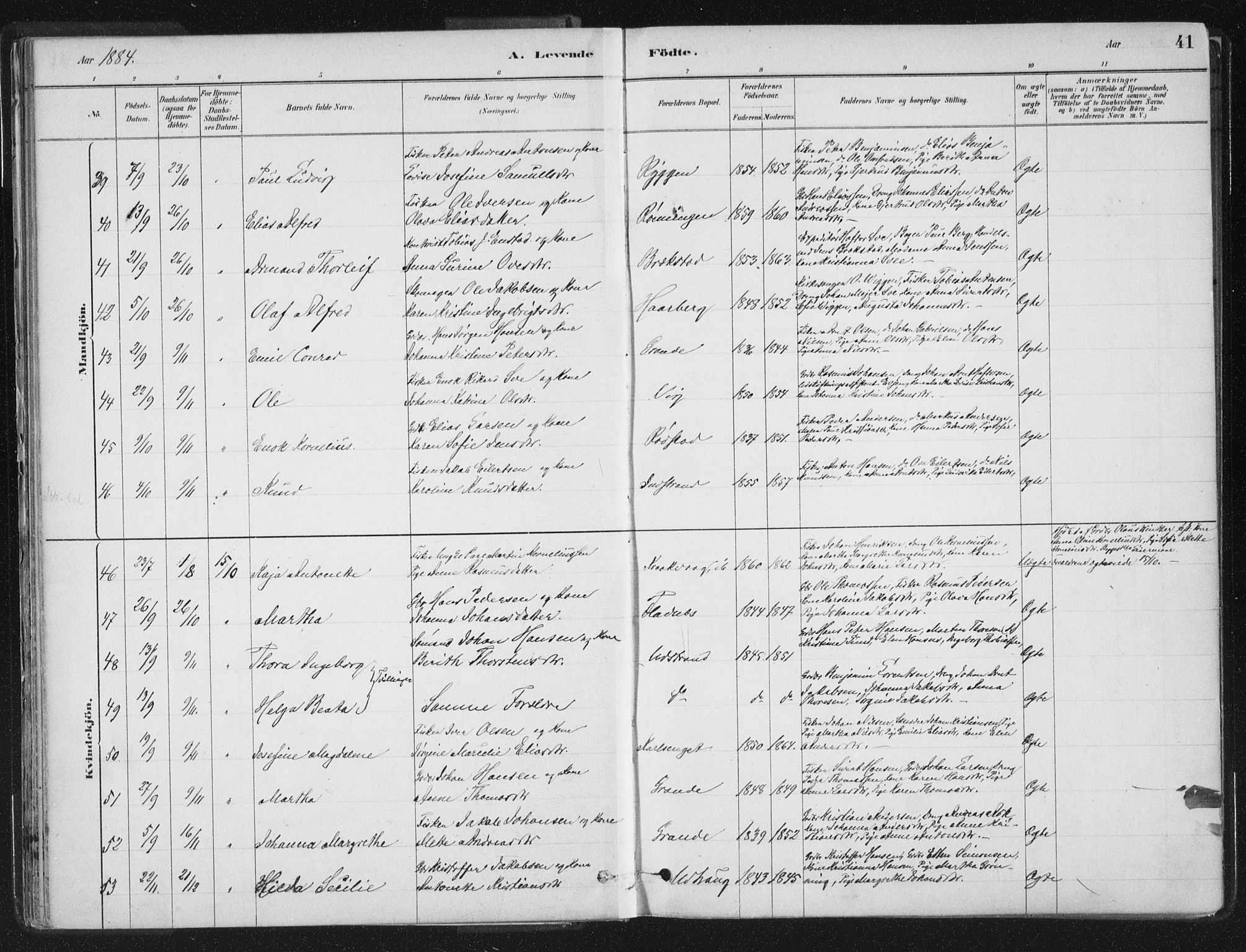 Ministerialprotokoller, klokkerbøker og fødselsregistre - Sør-Trøndelag, SAT/A-1456/659/L0739: Parish register (official) no. 659A09, 1879-1893, p. 41