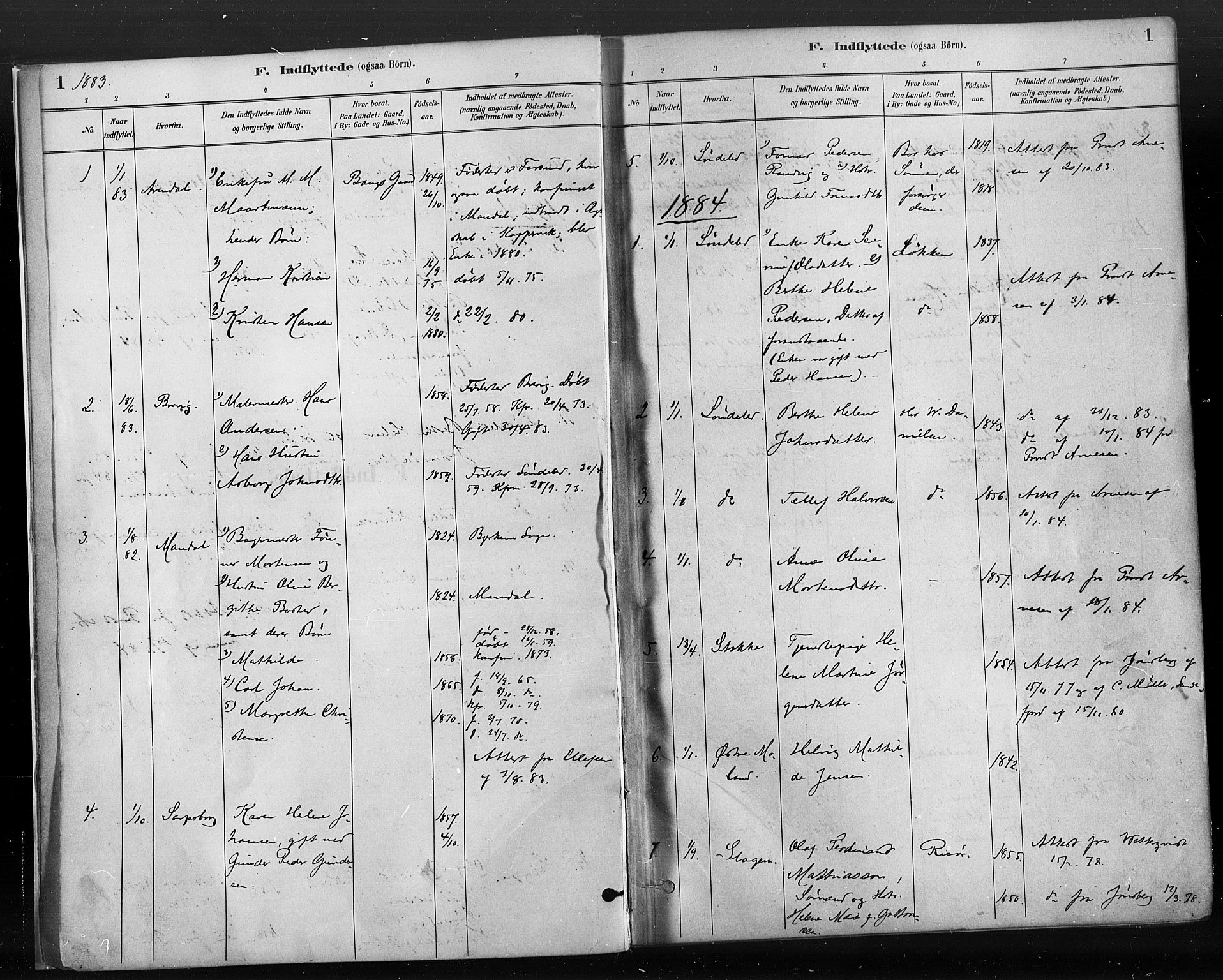 Risør sokneprestkontor, SAK/1111-0035/F/Fa/L0006: Parish register (official) no. A 6, 1883-1908, p. 1