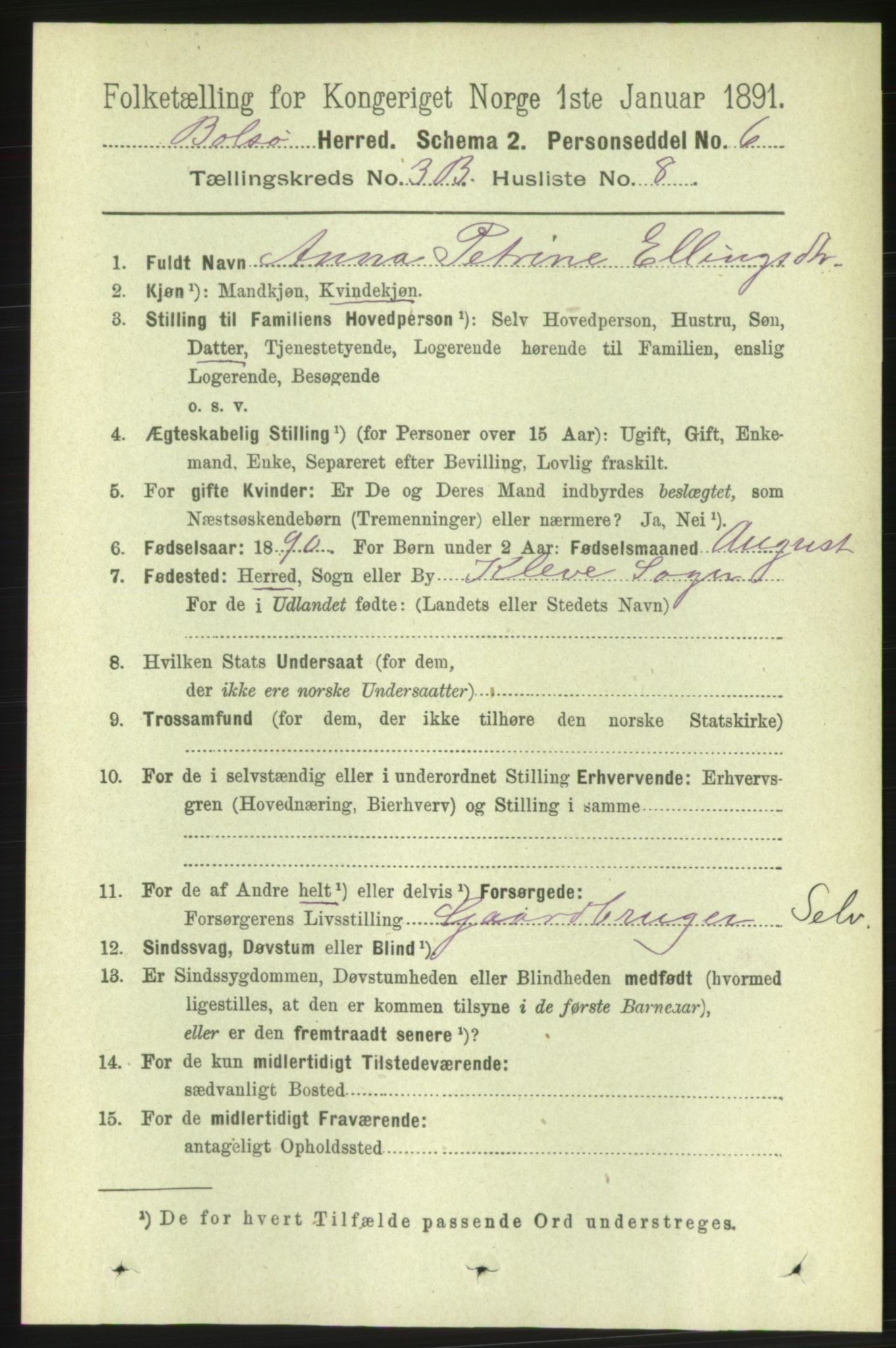 RA, 1891 census for 1544 Bolsøy, 1891, p. 2133