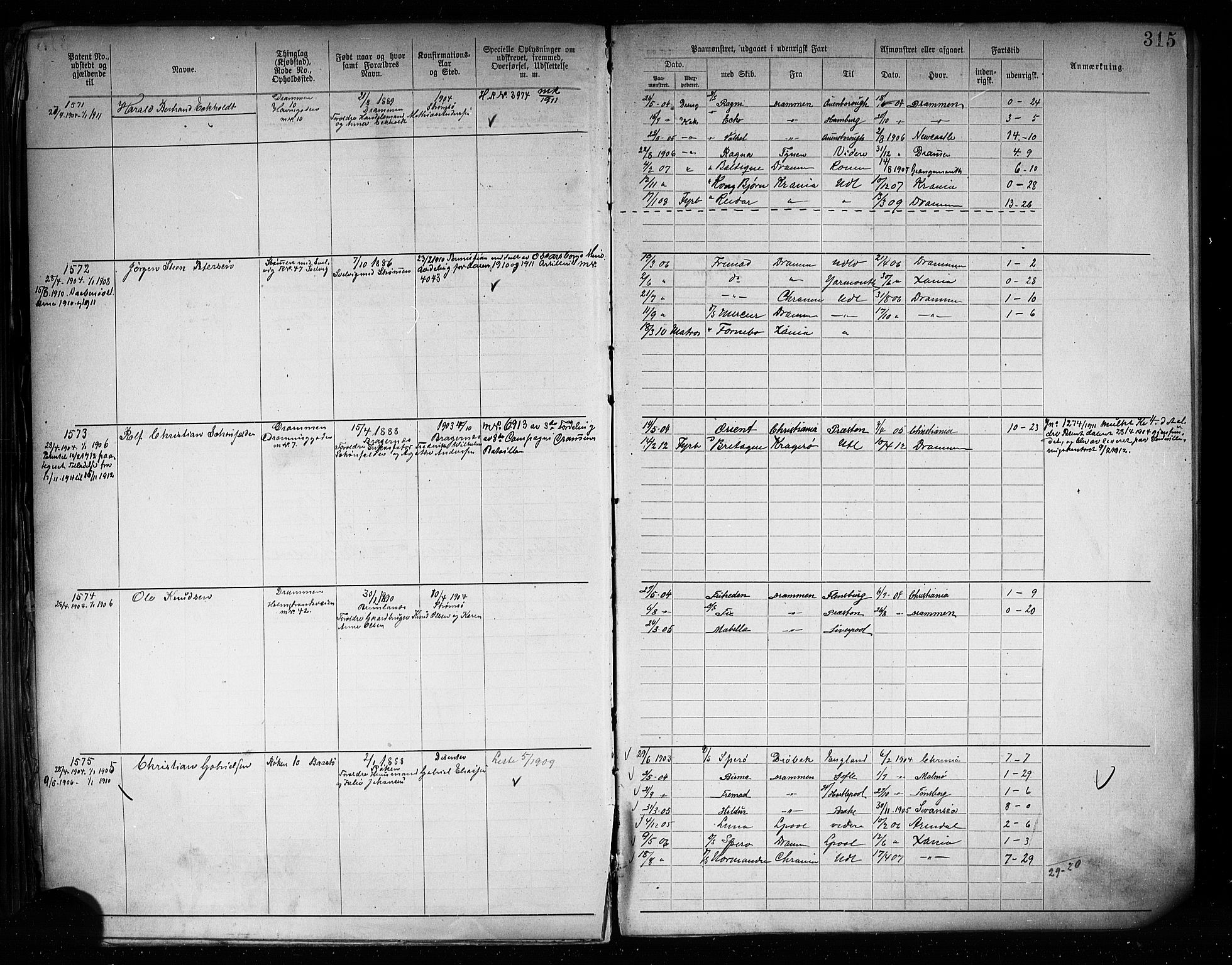 Drammen innrulleringsdistrikt, AV/SAKO-A-781/F/Fb/L0005: Annotasjonsrulle, 1894-1905, p. 318