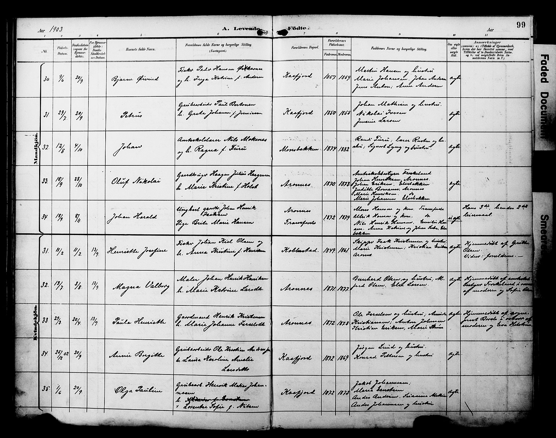 Alta sokneprestkontor, SATØ/S-1338/H/Ha/L0003.kirke: Parish register (official) no. 3, 1892-1904, p. 99