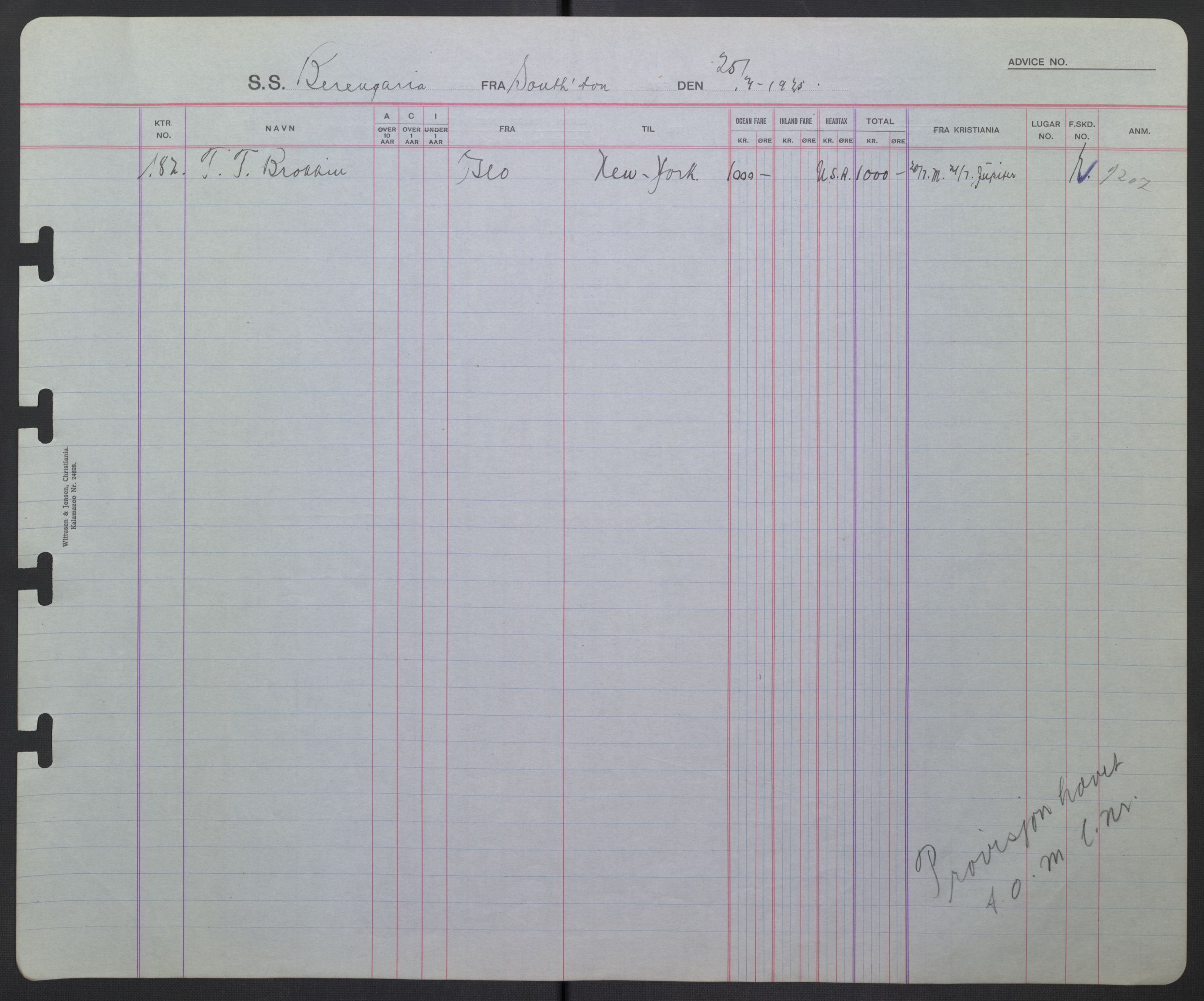 White Star-linjen, AV/SAO-PAO-0201/D/Db/L0002: Passasjerlister, 1924-1927, p. 150