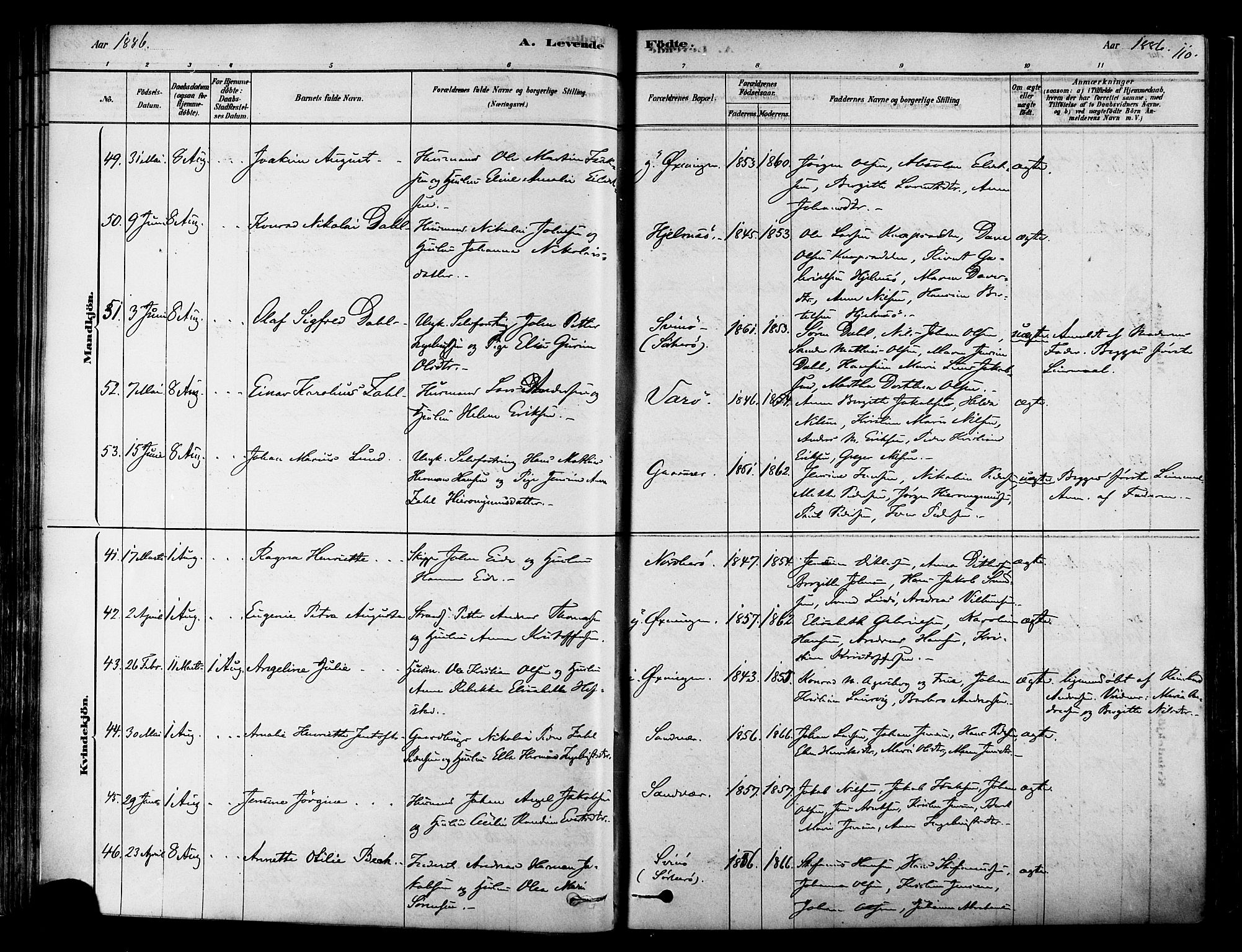 Ministerialprotokoller, klokkerbøker og fødselsregistre - Nordland, SAT/A-1459/834/L0507: Parish register (official) no. 834A05, 1878-1892, p. 110