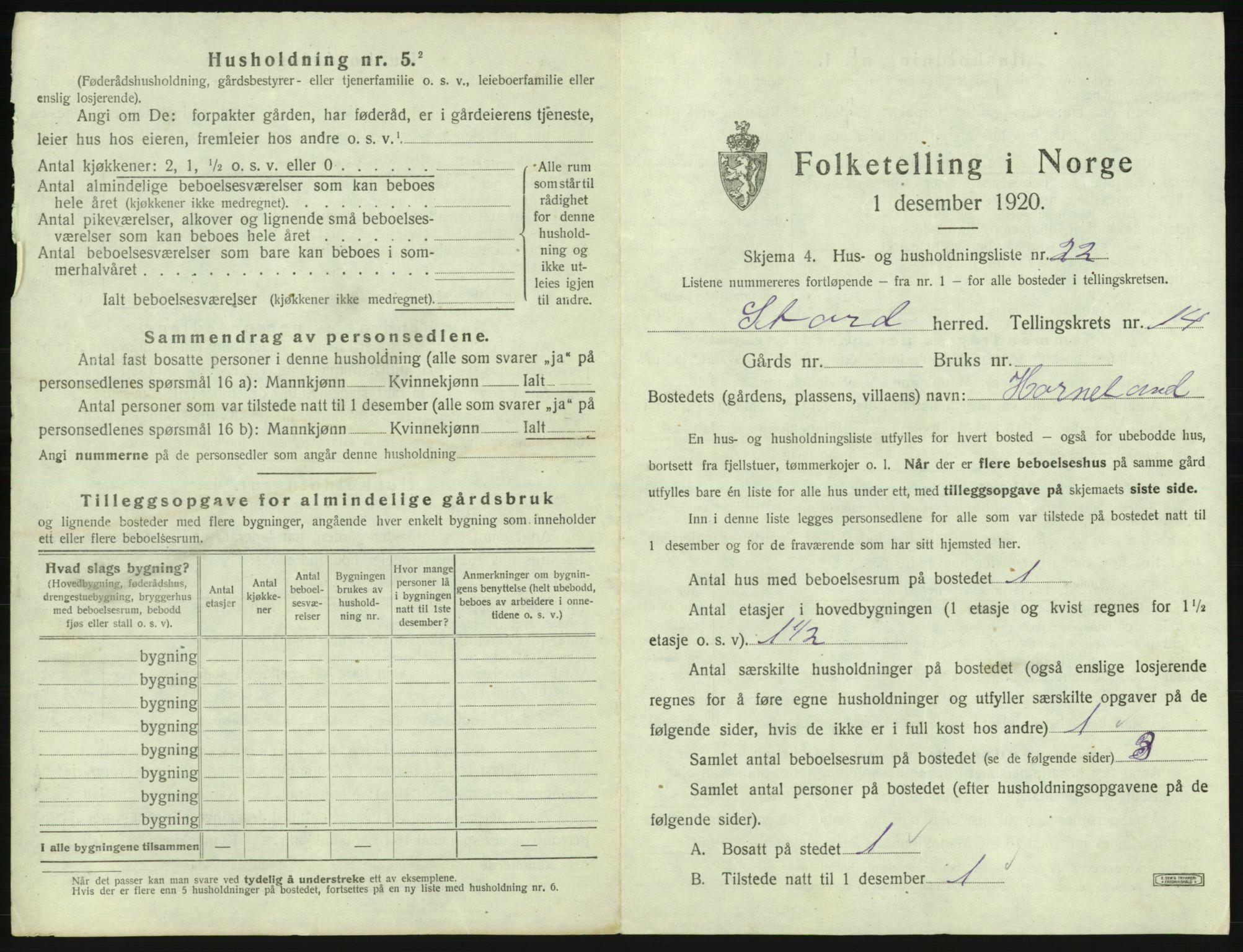 SAB, 1920 census for Stord, 1920, p. 1028