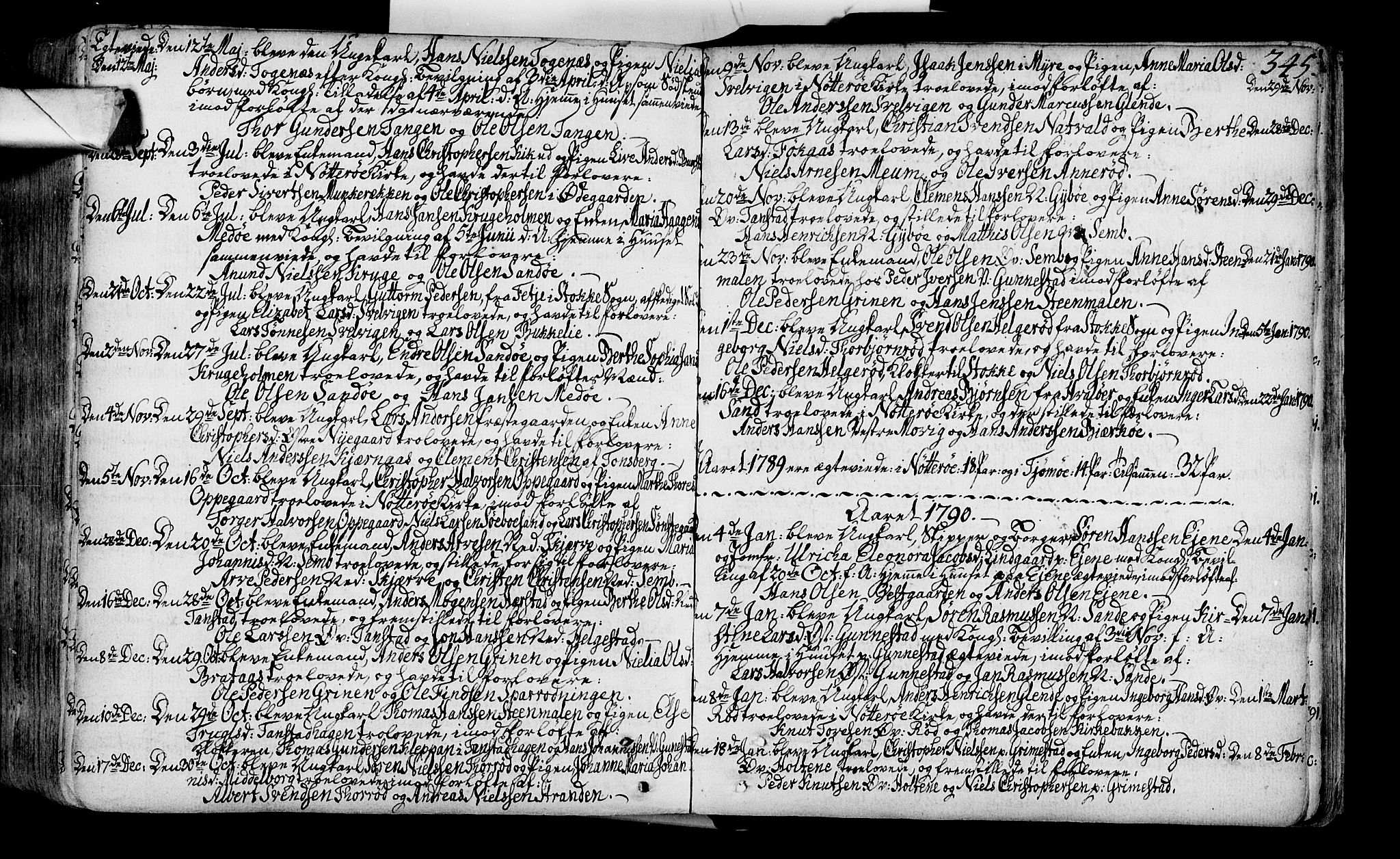 Nøtterøy kirkebøker, AV/SAKO-A-354/F/Fa/L0002: Parish register (official) no. I 2, 1738-1790, p. 345