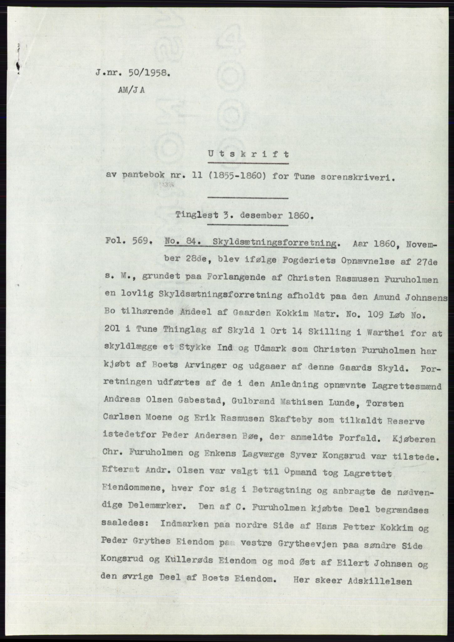 Statsarkivet i Oslo, AV/SAO-A-10621/Z/Zd/L0008: Avskrifter, j.nr 14-1096/1958, 1958, p. 27
