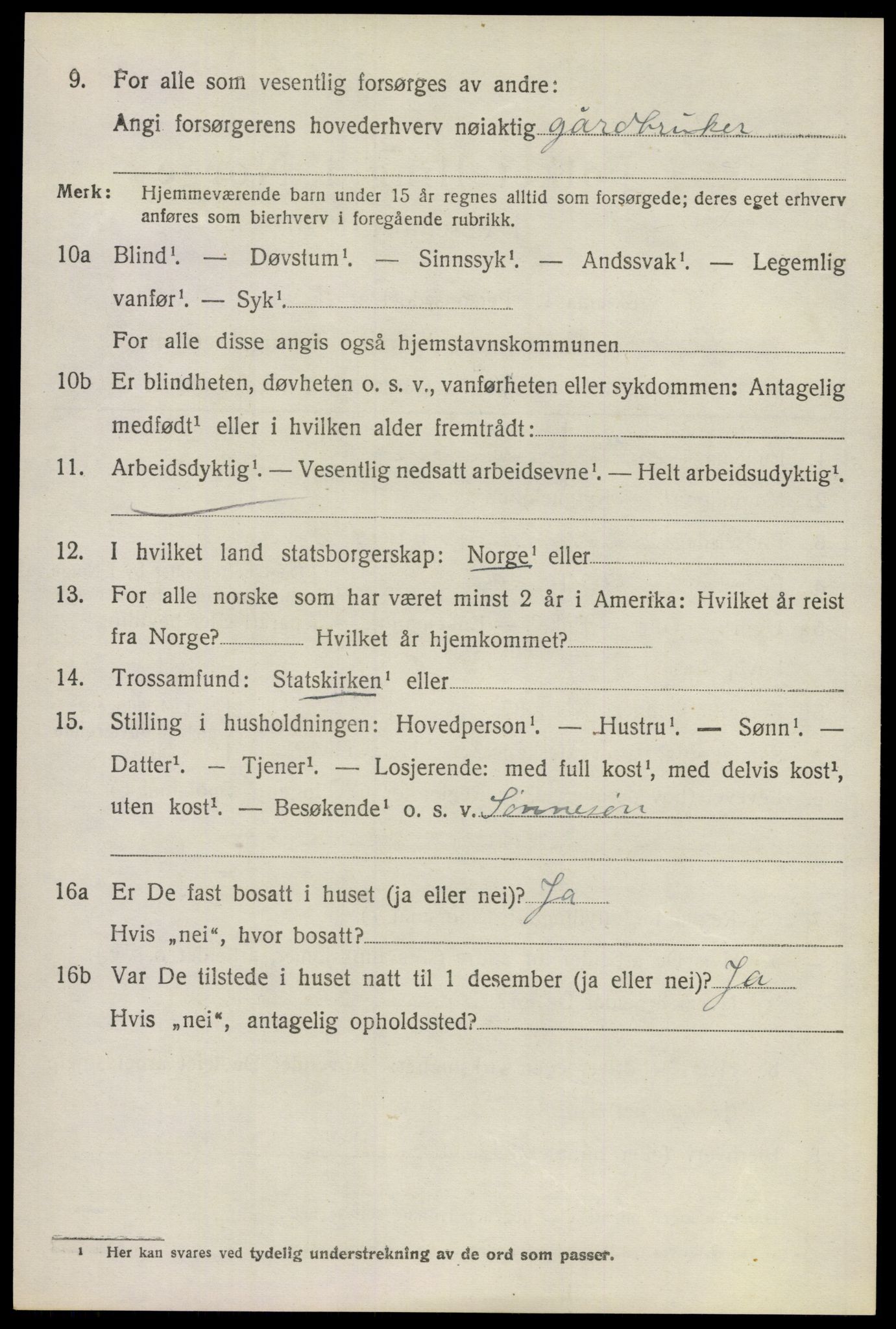SAO, 1920 census for Ullensaker, 1920, p. 5520