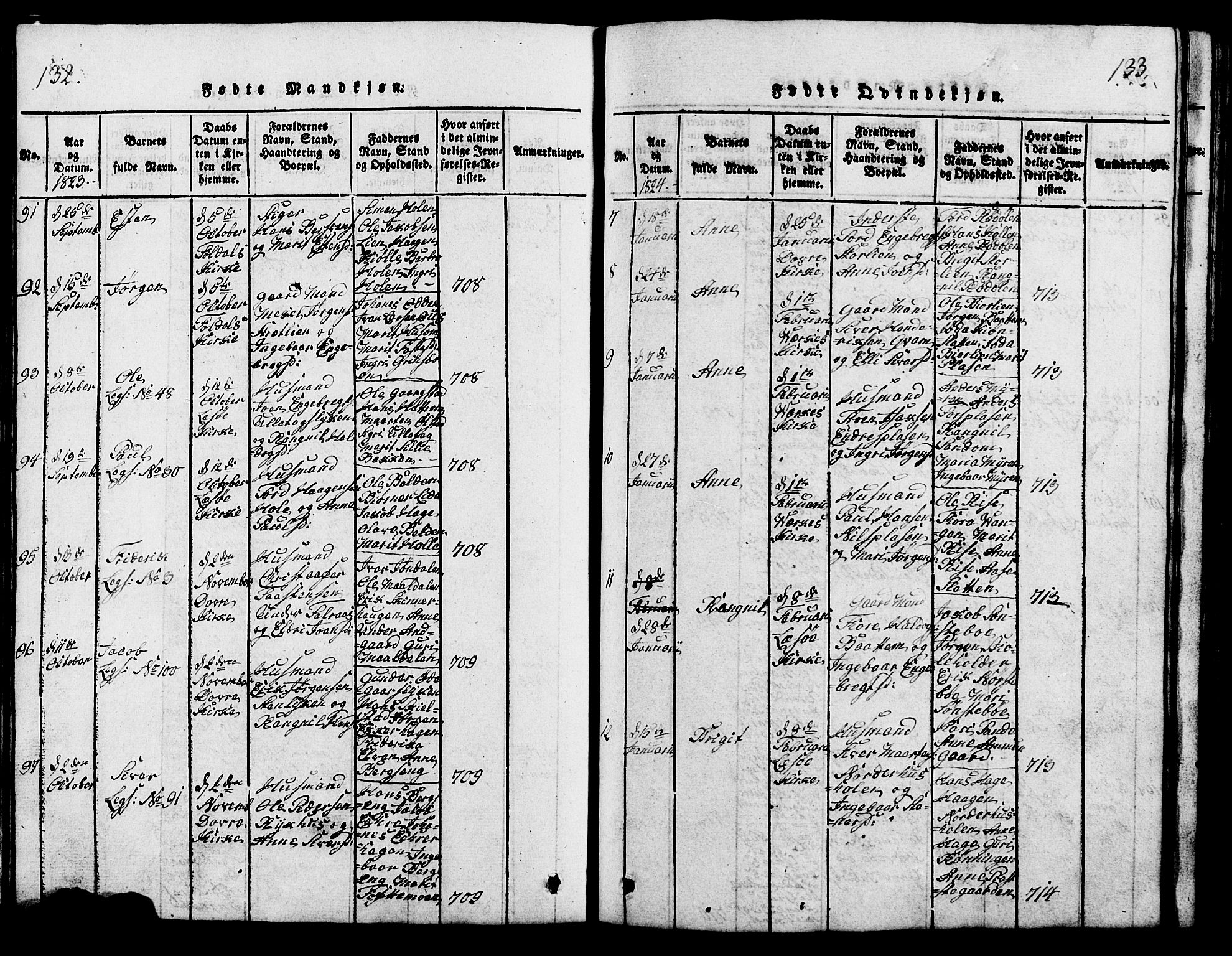 Lesja prestekontor, AV/SAH-PREST-068/H/Ha/Hab/L0001: Parish register (copy) no. 1, 1820-1831, p. 132-133