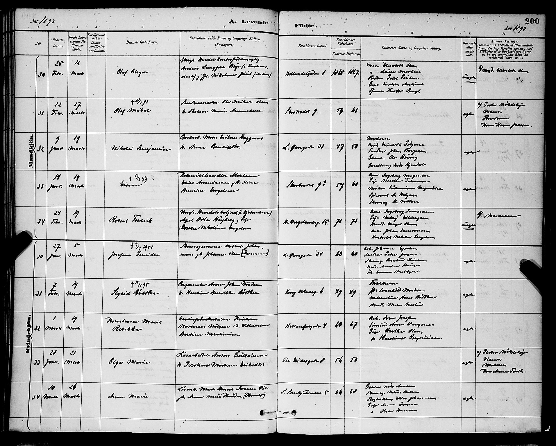 Korskirken sokneprestembete, AV/SAB-A-76101/H/Hab: Parish register (copy) no. B 9, 1887-1896, p. 200