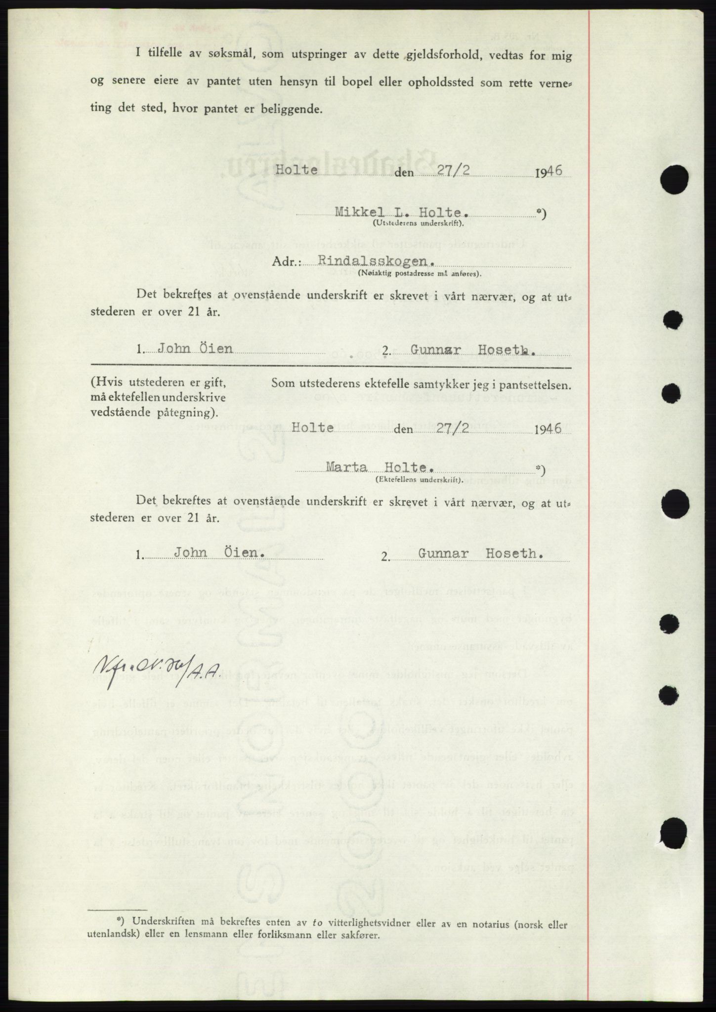 Nordmøre sorenskriveri, AV/SAT-A-4132/1/2/2Ca: Mortgage book no. B93b, 1946-1946, Diary no: : 525/1946