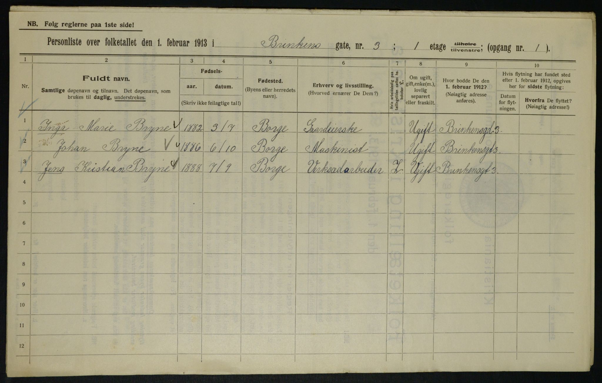 OBA, Municipal Census 1913 for Kristiania, 1913, p. 8686