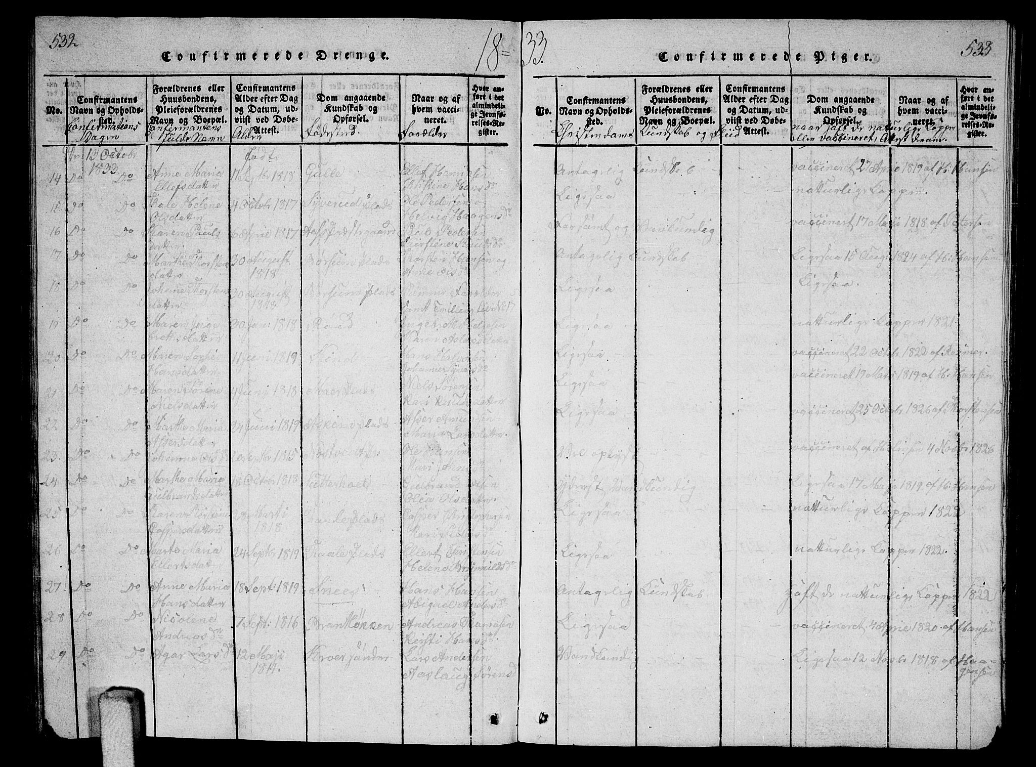 Ås prestekontor Kirkebøker, SAO/A-10894/G/Ga/L0002: Parish register (copy) no. I 2, 1820-1836, p. 532-533